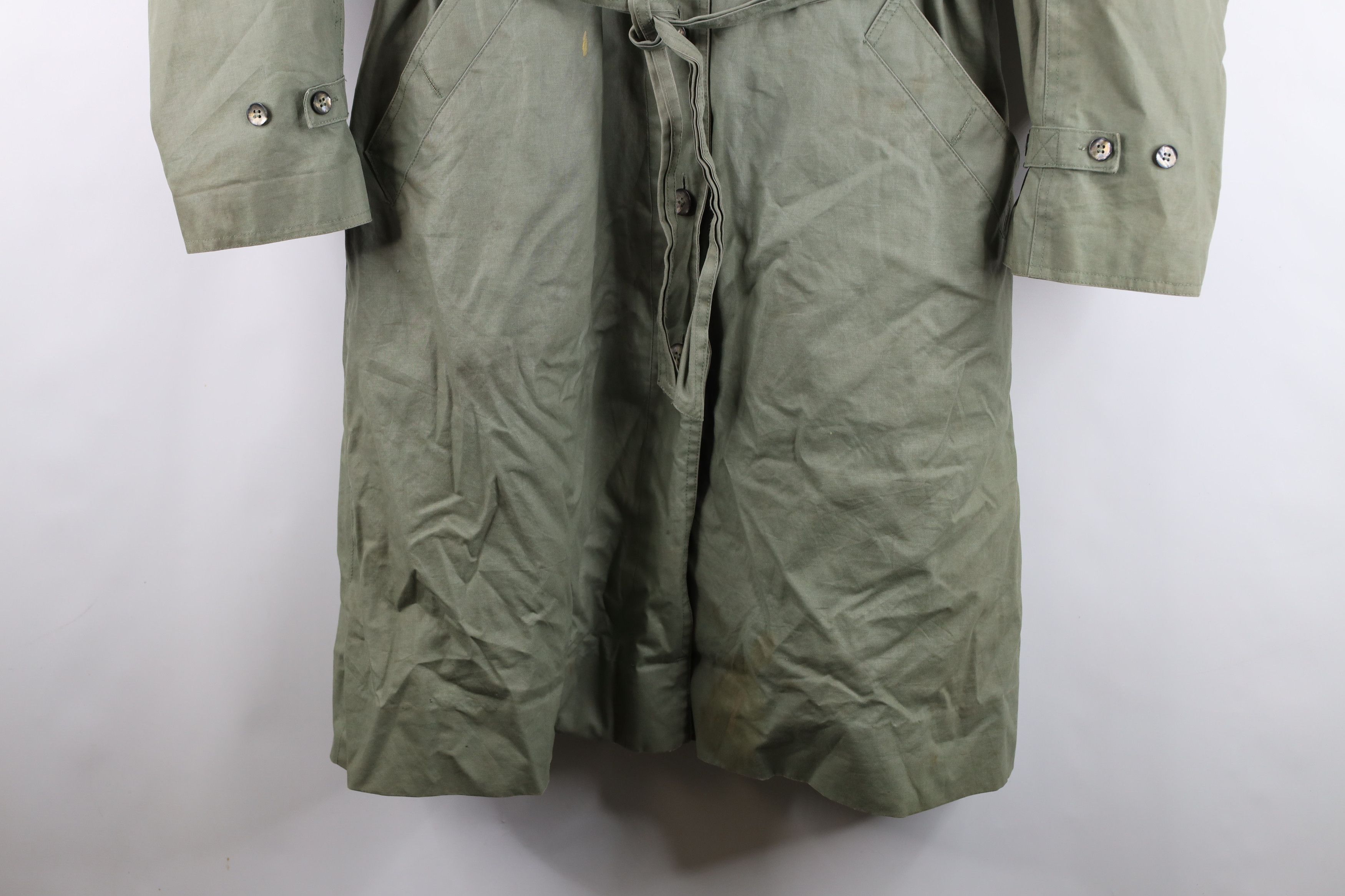 Vintage Vintage 70s Streetwear Wool Lined Belted Trench Coat Green Size L / US 10 / IT 46 - 3 Thumbnail