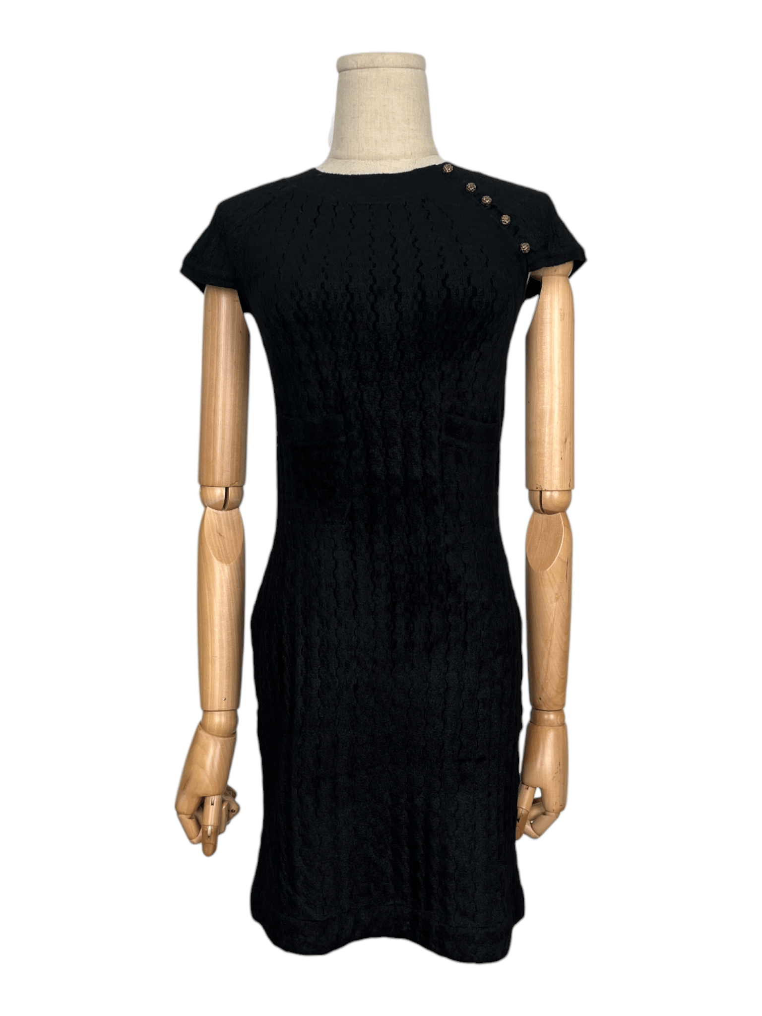 Chanel Chanel Black Cap Sleeve Velvet-Like Dress Size XS / US 0-2 / IT 36-38 - 1 Thumbnail