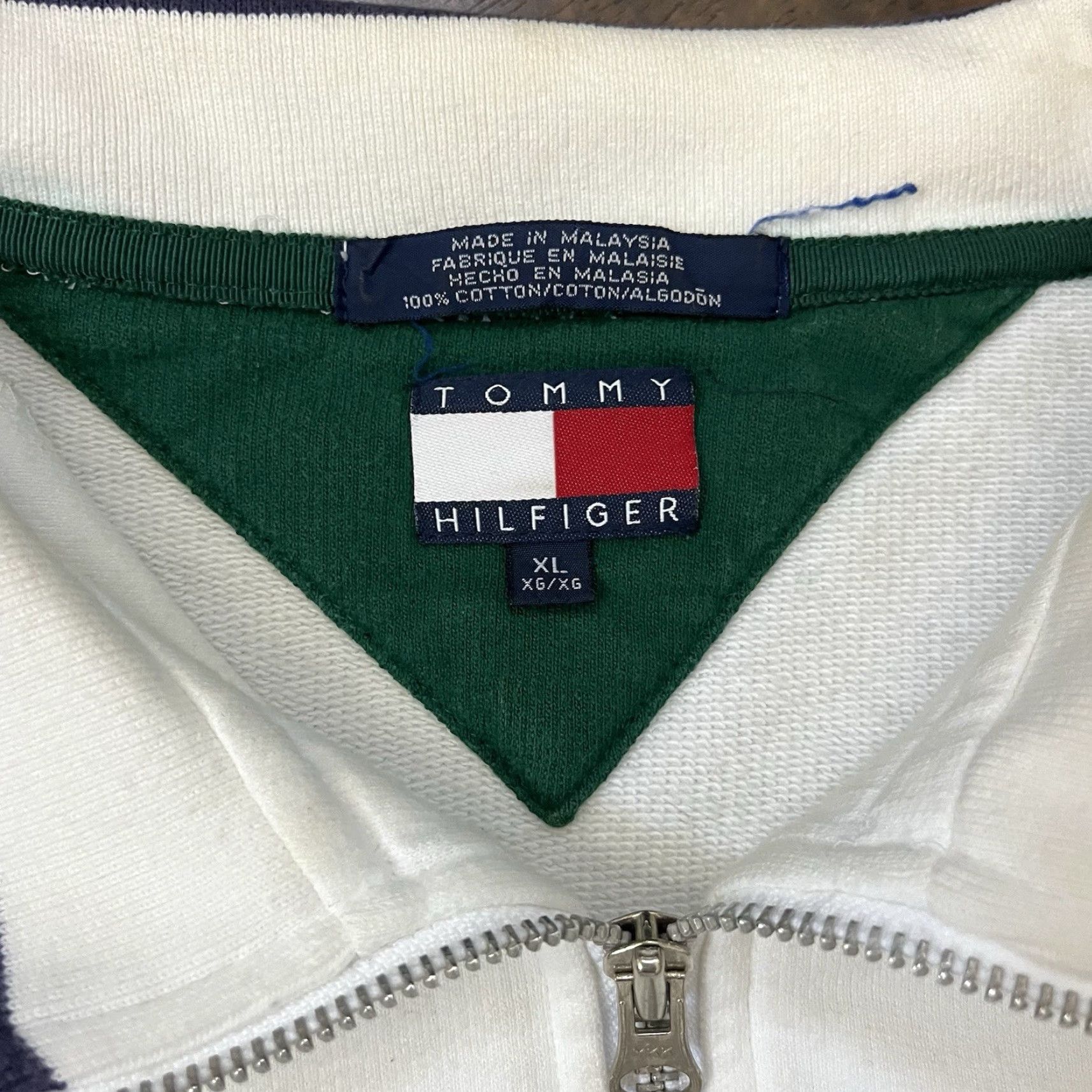 Tommy Hilfiger VINTAGE Tommy Hilfiger Jumper Pullover 1/4 Zip Beige Mens XL Knit Knitwear Zip Logo Classic Outdoor 90s Y2K Size US XL / EU 56 / 4 - 3 Thumbnail