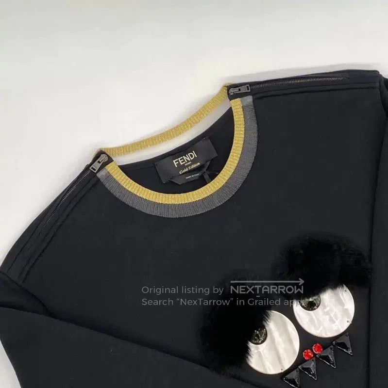Fendi Fendi Black Cotton Monster Sweatshirt for Women . Size L / US 10 / IT 46 - 2 Thumbnail