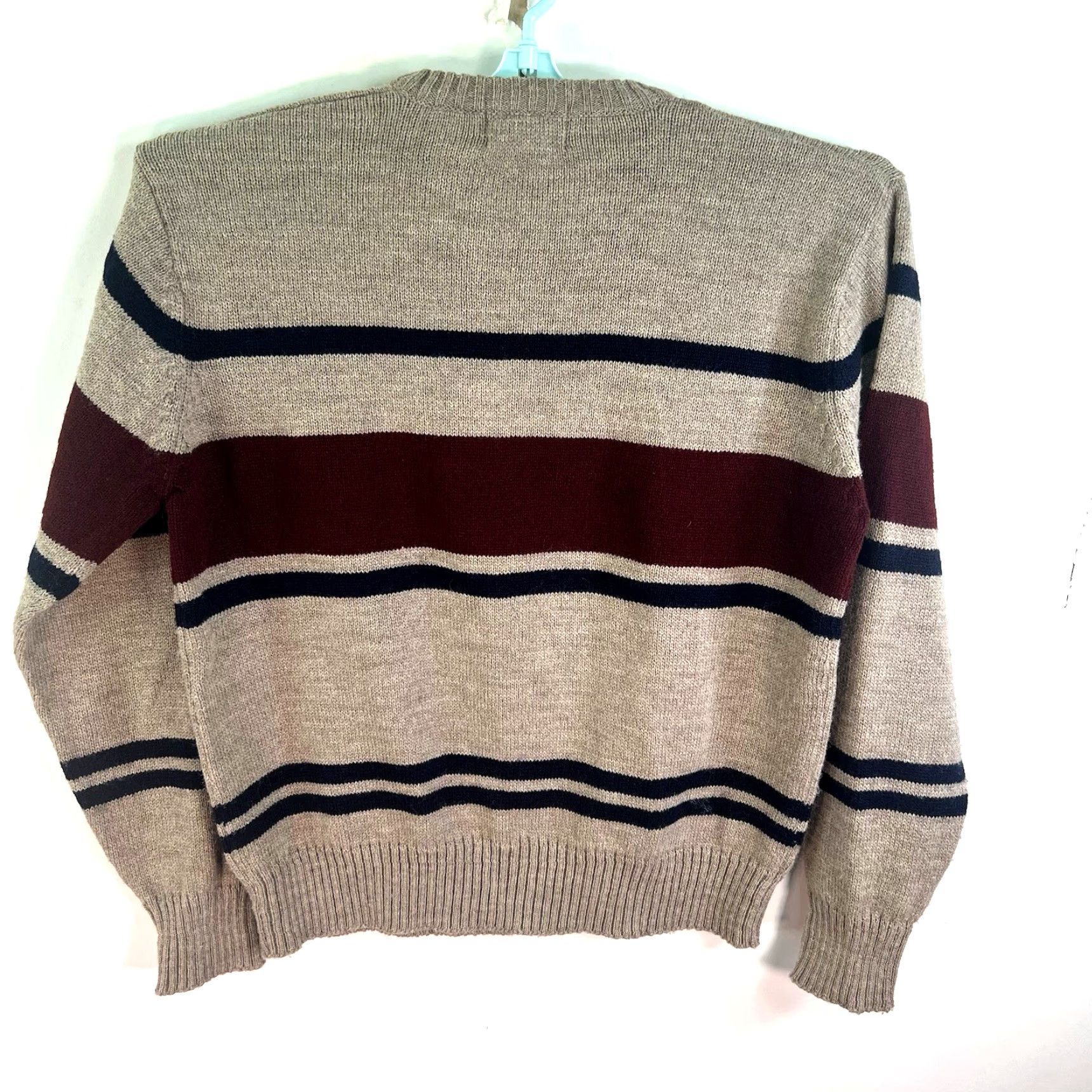 Vintage VINTAGE Le Tigre Sweater Crew Neck Striped Mens XL Tan/Blue/Maroon 90s USA Logo Knit Pullover Winter Casual XLT Mens Size US XL / EU 56 / 4 - 6 Thumbnail