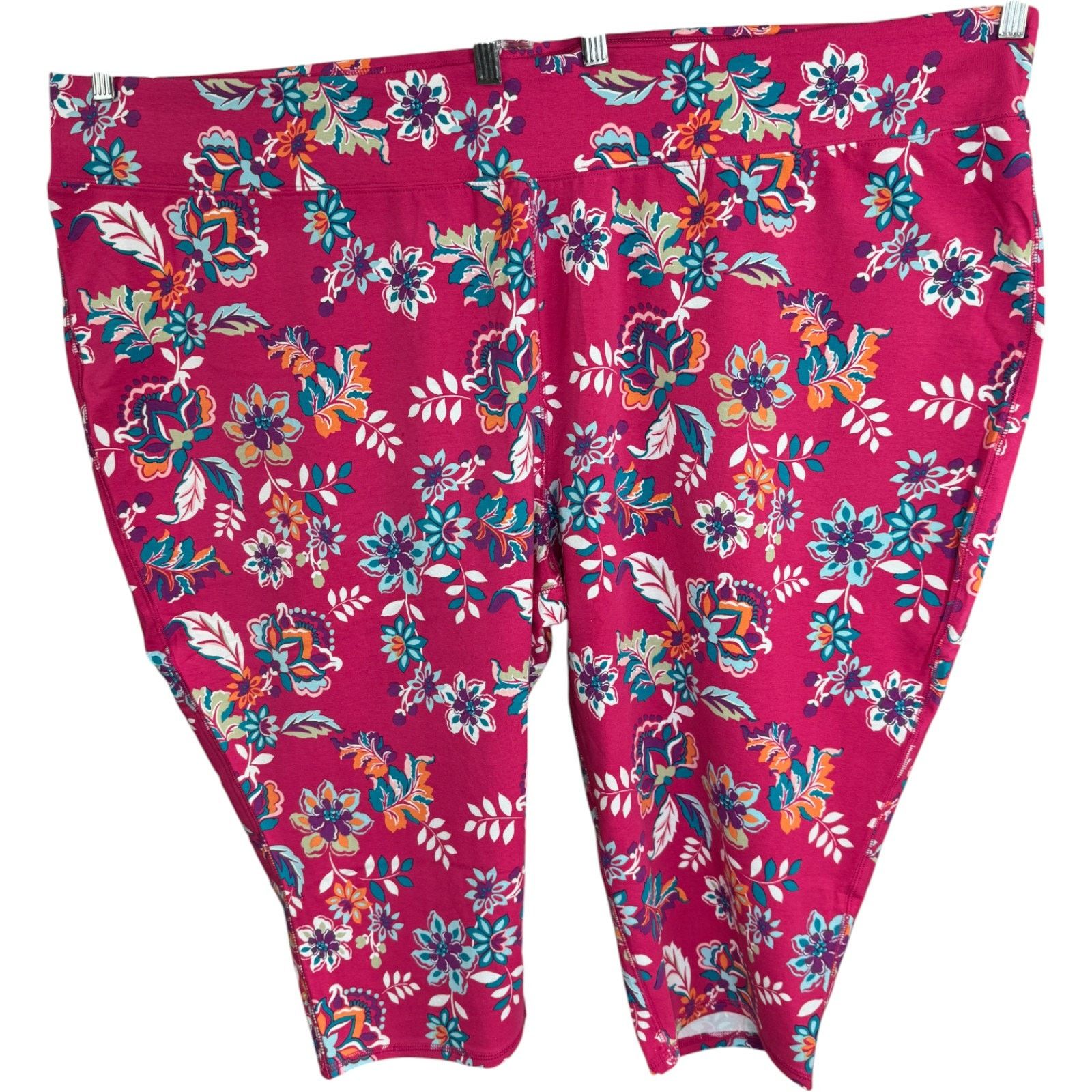 Other Sport Savvy Regular Printed Jersey Capri Pink Floral 5X Size 37" - 2 Thumbnail