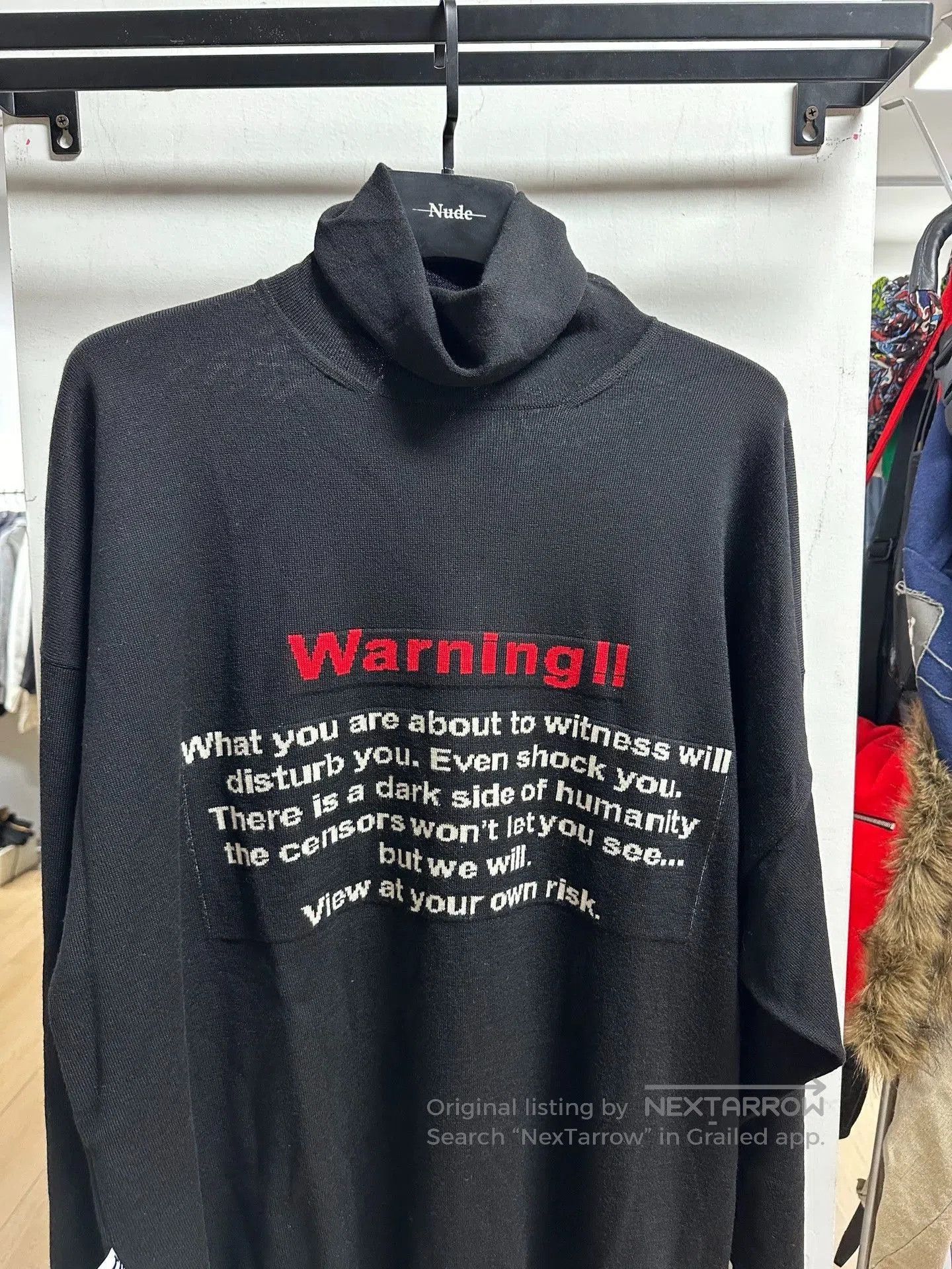 Vetements Black Turtleneck Sweater with 'Warning!!' Text Print. Size US M / EU 48-50 / 2 - 2 Thumbnail