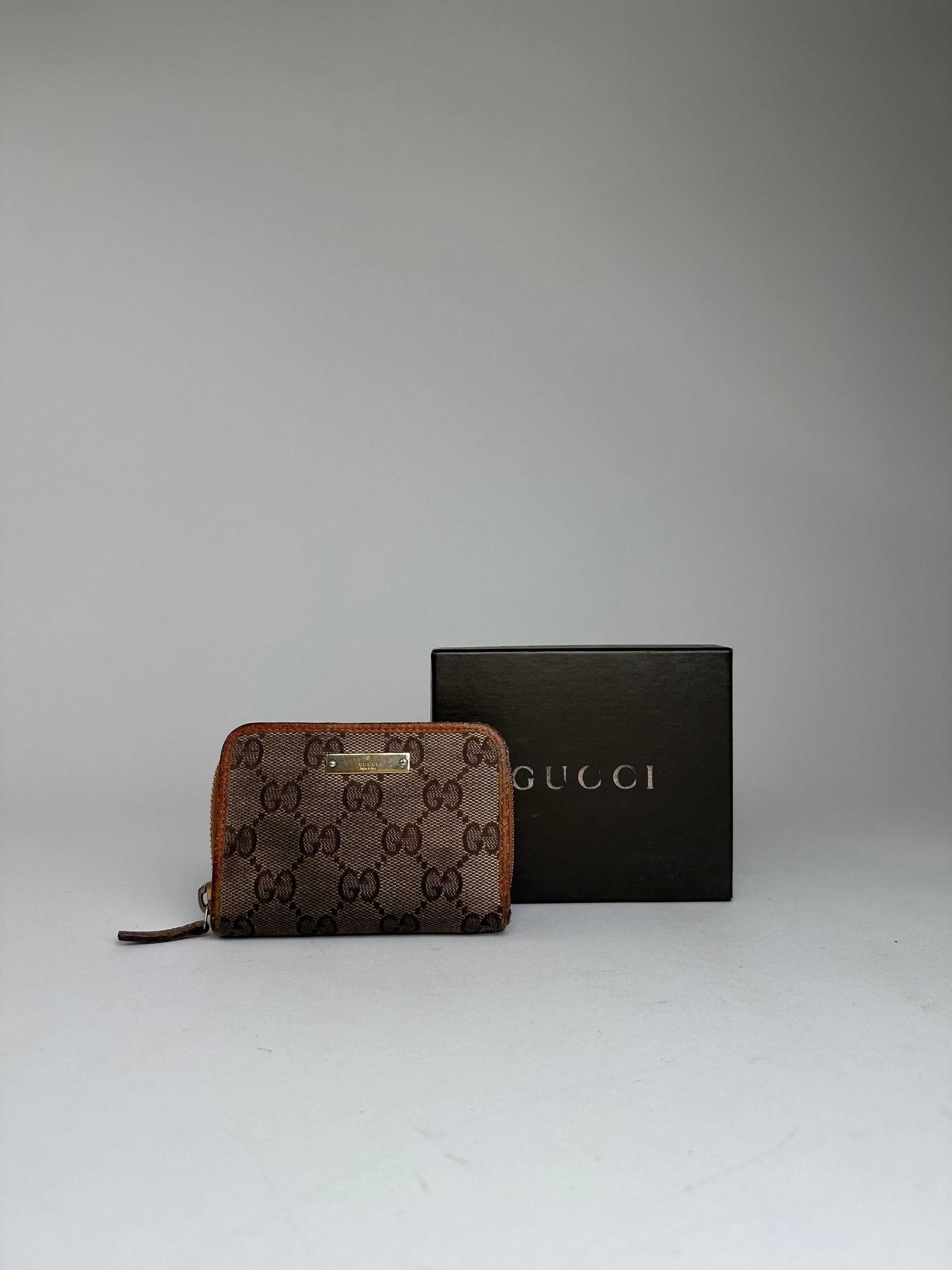Gucci Vintage Monogram Canvas Leather Card Holder Beige Brown Size ONE SIZE - 1 Thumbnail