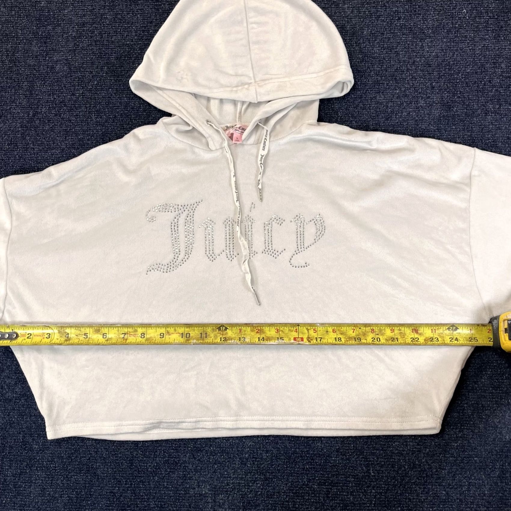 Juicy Couture VINTAGE Juicy Couture Hoodie Womens L Velour Rhinestone Logo Crop Pullover Sleepwear Size L / US 10 / IT 46 - 5 Thumbnail