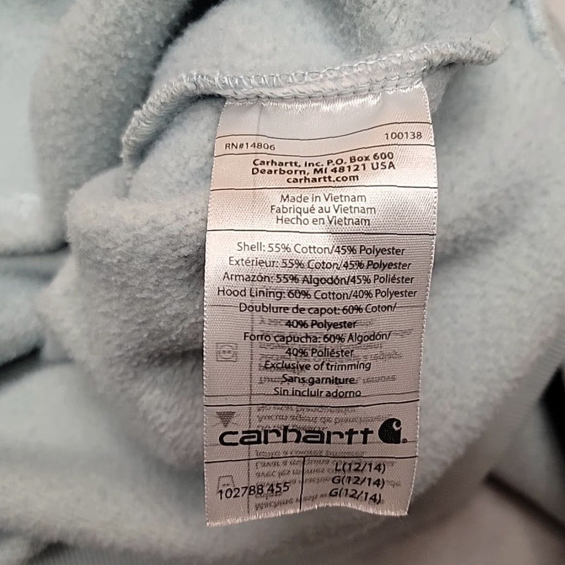 Carhartt VINTAGE Carhartt Hoodie Womens L Blue 12 14 Heavyweight Hooded Sweatshirt Work 102788 Size L / US 10 / IT 46 - 5 Thumbnail