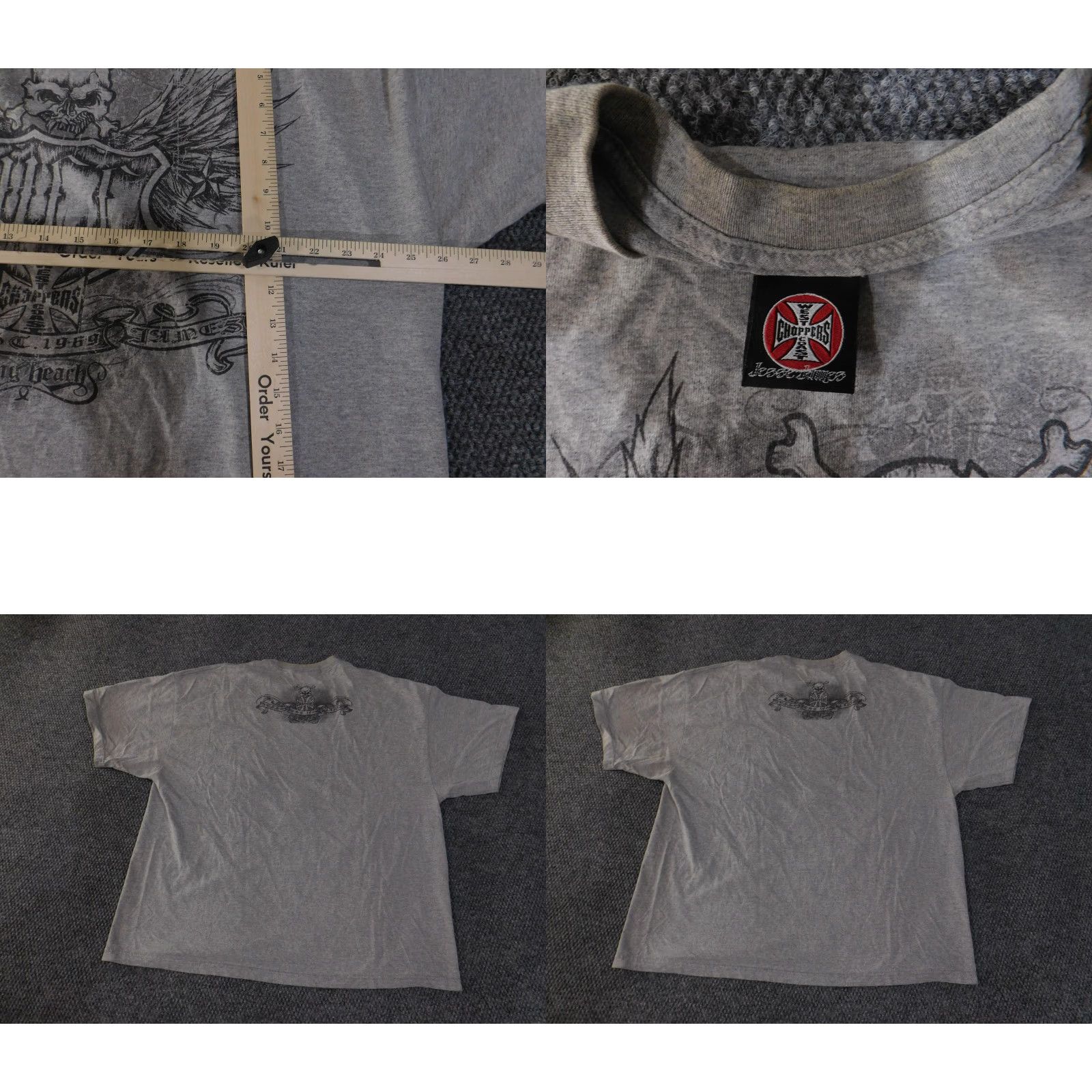 West Coast Choppers VINTAGE West Coast Choppers Shirt Mens 2XL Gray Skull Wings Long Beach Jesse James Tee Size US XXL / EU 58 / 5 - 8 Thumbnail