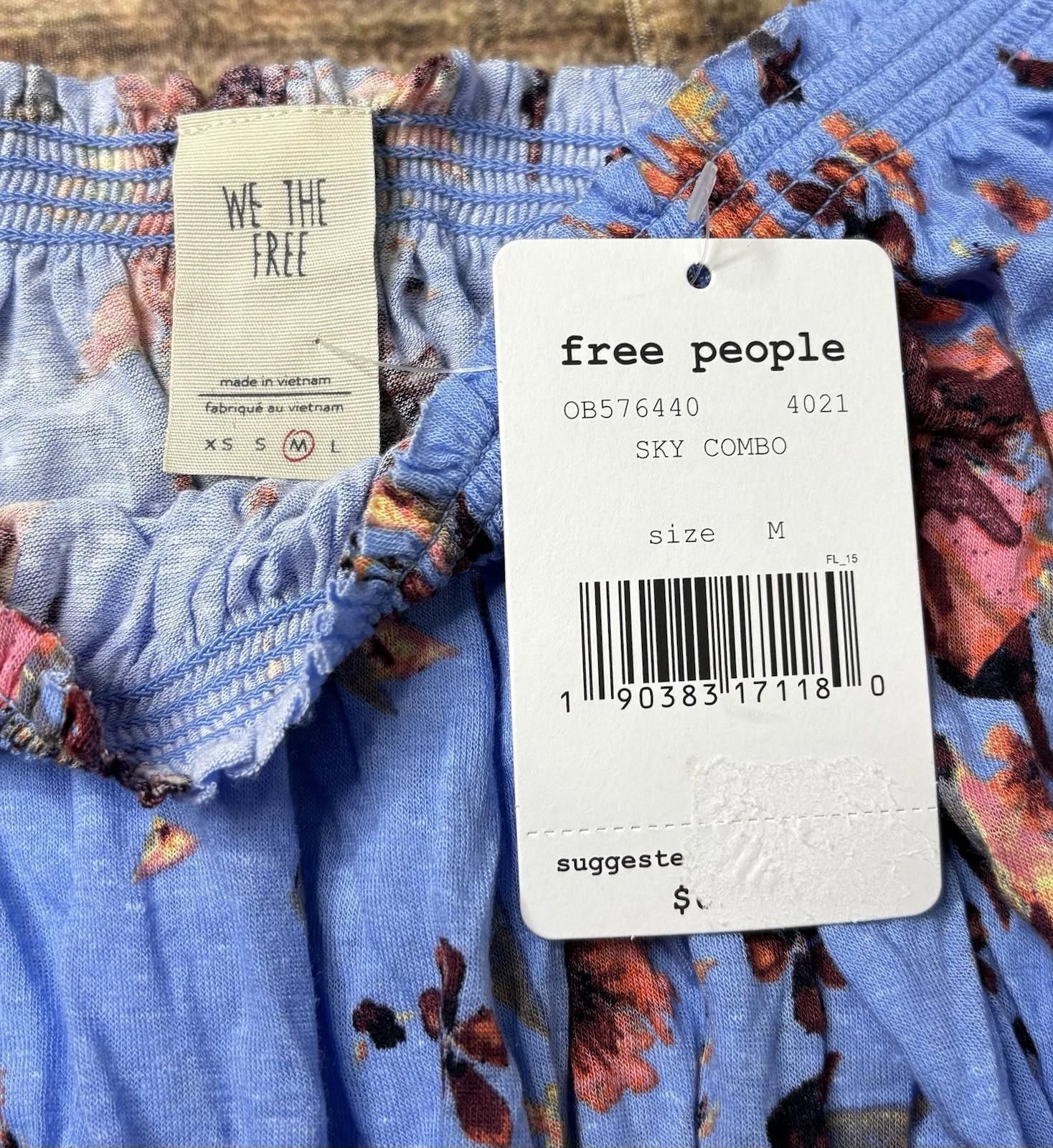 Other Free People We The Free Top Women Medium Floral Linen Blend Size M / US 6-8 / IT 42-44 - 2 Thumbnail