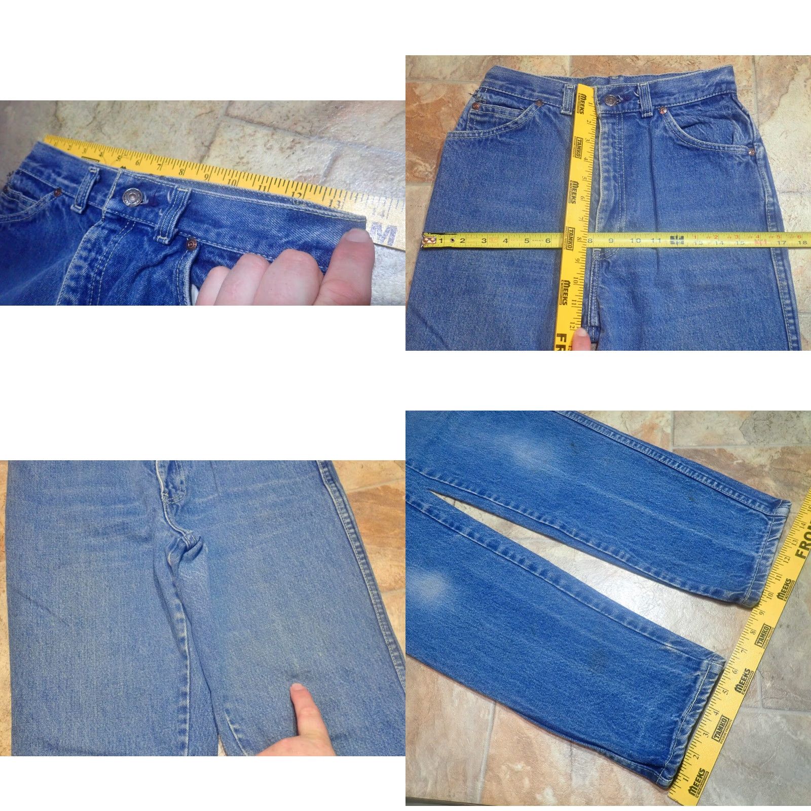 Levi's VINTAGE Levi's Jeans Women High Rise 29x30 Blue Blue Denim 100% Cotton USA Made 500 Series Mom Jeans 90s Distressed Wool? Size 29" - 8 Thumbnail
