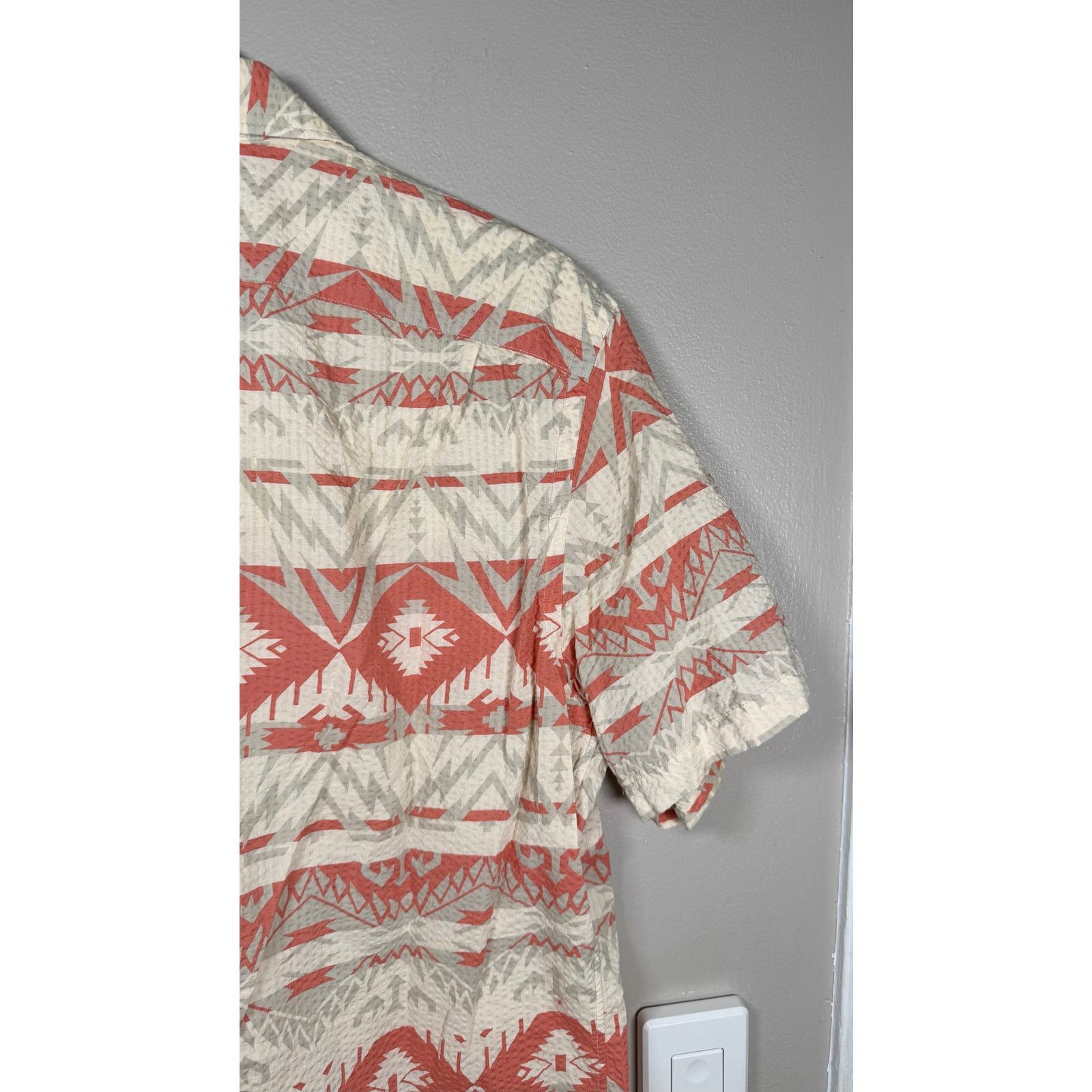RRL Ralph Lauren RRL Trade Blanket Printed Cotton Seersucker Shirt size L Size US L / EU 52-54 / 3 - 8 Thumbnail