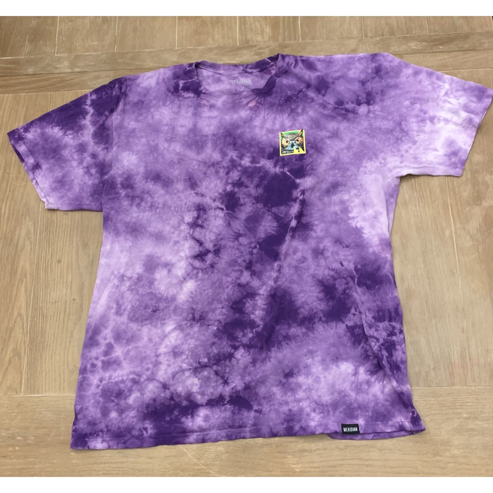 Vintage MERIDIAN SKATEBOARDS Owl Tie Dye T-Shirt Adult XL Purple Mens Size US XL / EU 56 / 4 - 2 Thumbnail