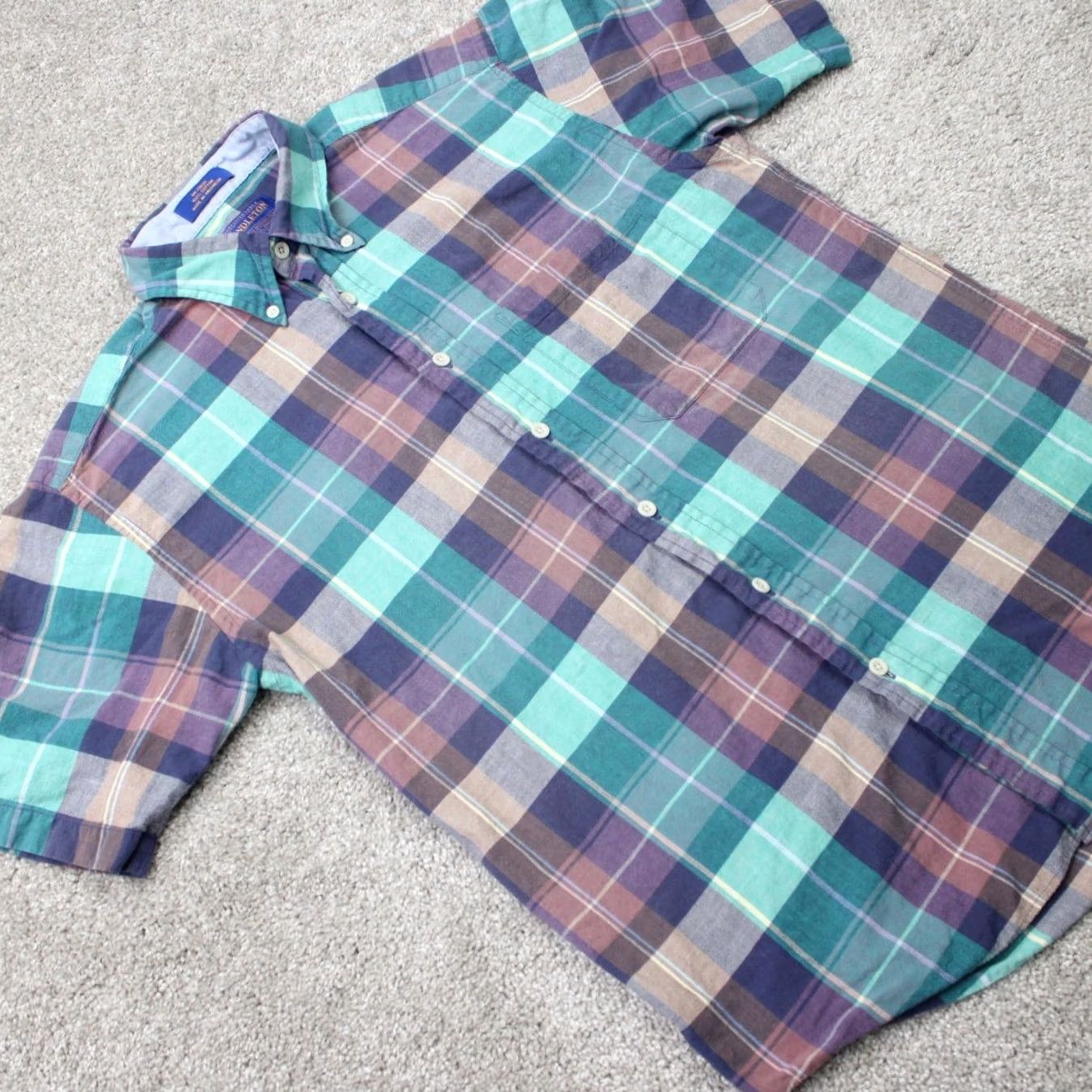 Pendleton Pendleton Shirt Men Medium Green/Blue Plaid 100% Cotton Short Sleeve Button Down Size US M / EU 48-50 / 2 - 7 Thumbnail