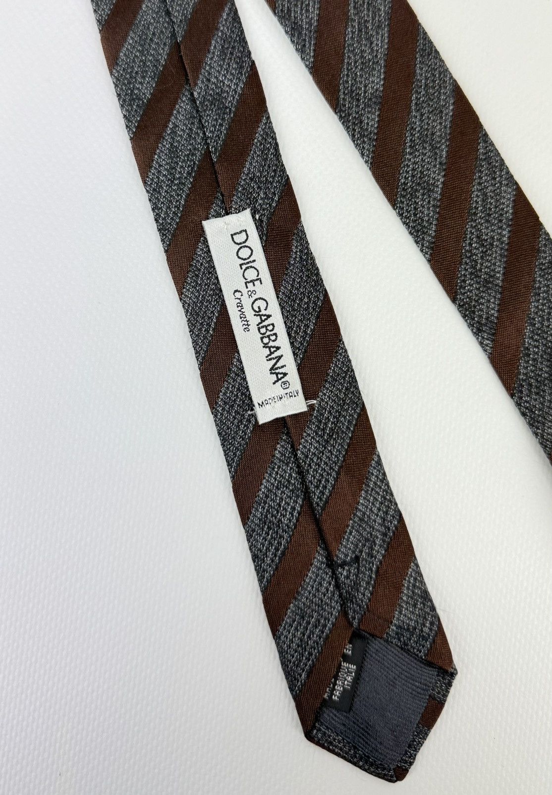Dolce & Gabbana Dolce & Gabbana 100% silk Tie Gray Brown Necktie for Men Top Size ONE SIZE - 7 Thumbnail