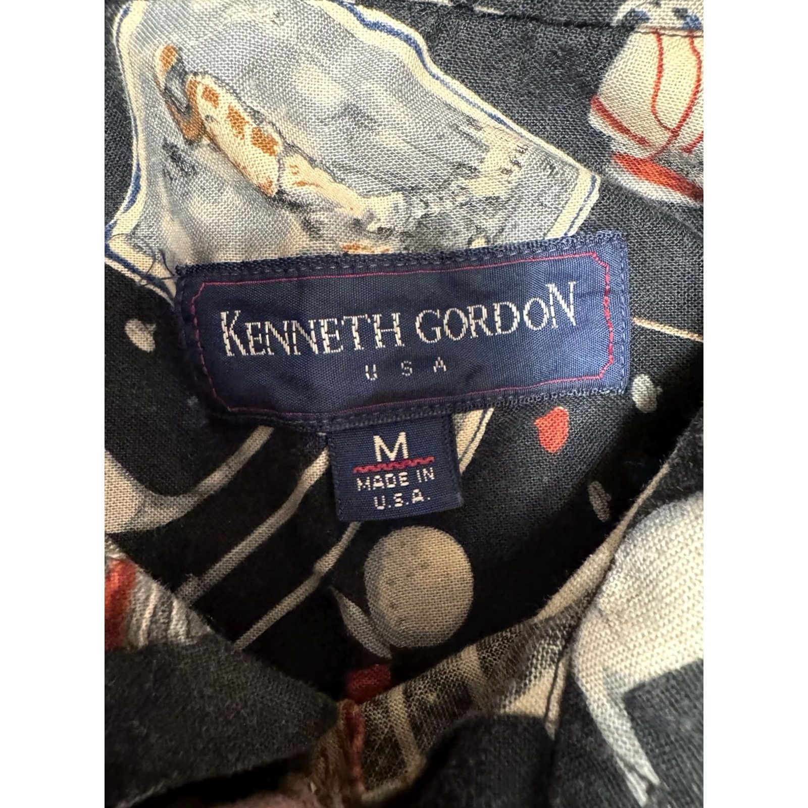 Vintage VINTAGE Kenneth Gordon Golf Shirt All Over Print Short Sleeve Button Up Size M Black 90s Size US M / EU 48-50 / 2 - 2 Thumbnail