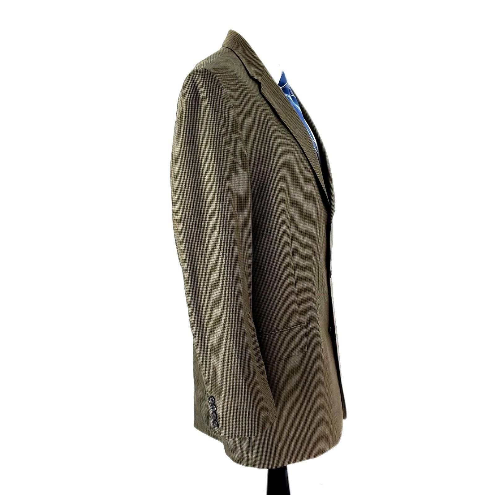 Nautica Nautica Wool 3 Button Blazer 42L Dark Beige Houndstooth Wind Size 42L - 6 Thumbnail