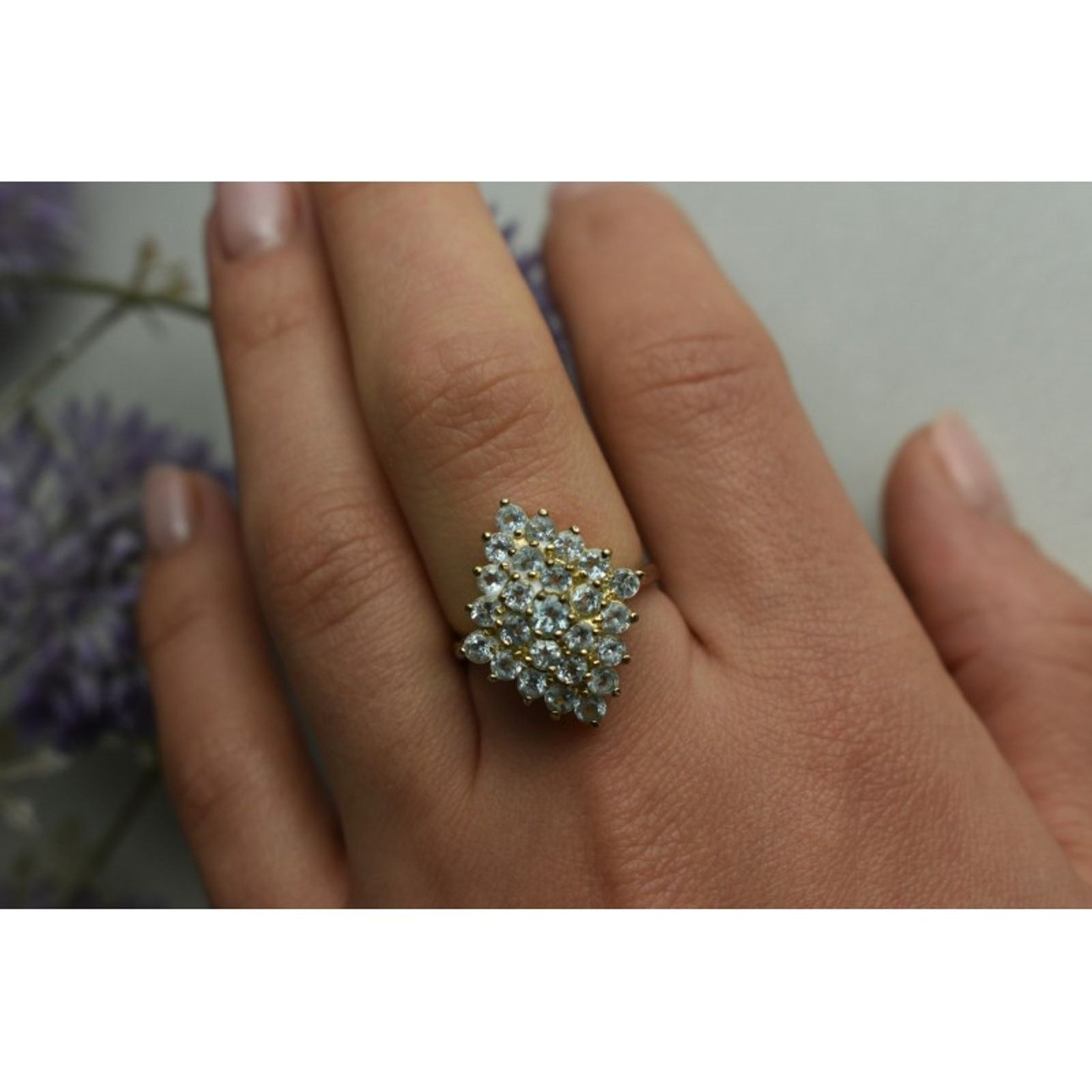 Jewelry 925 STERLING SILVER GOLD PLATED BLUE SPINEL RING SIZE 8 Size ONE SIZE - 9 Thumbnail