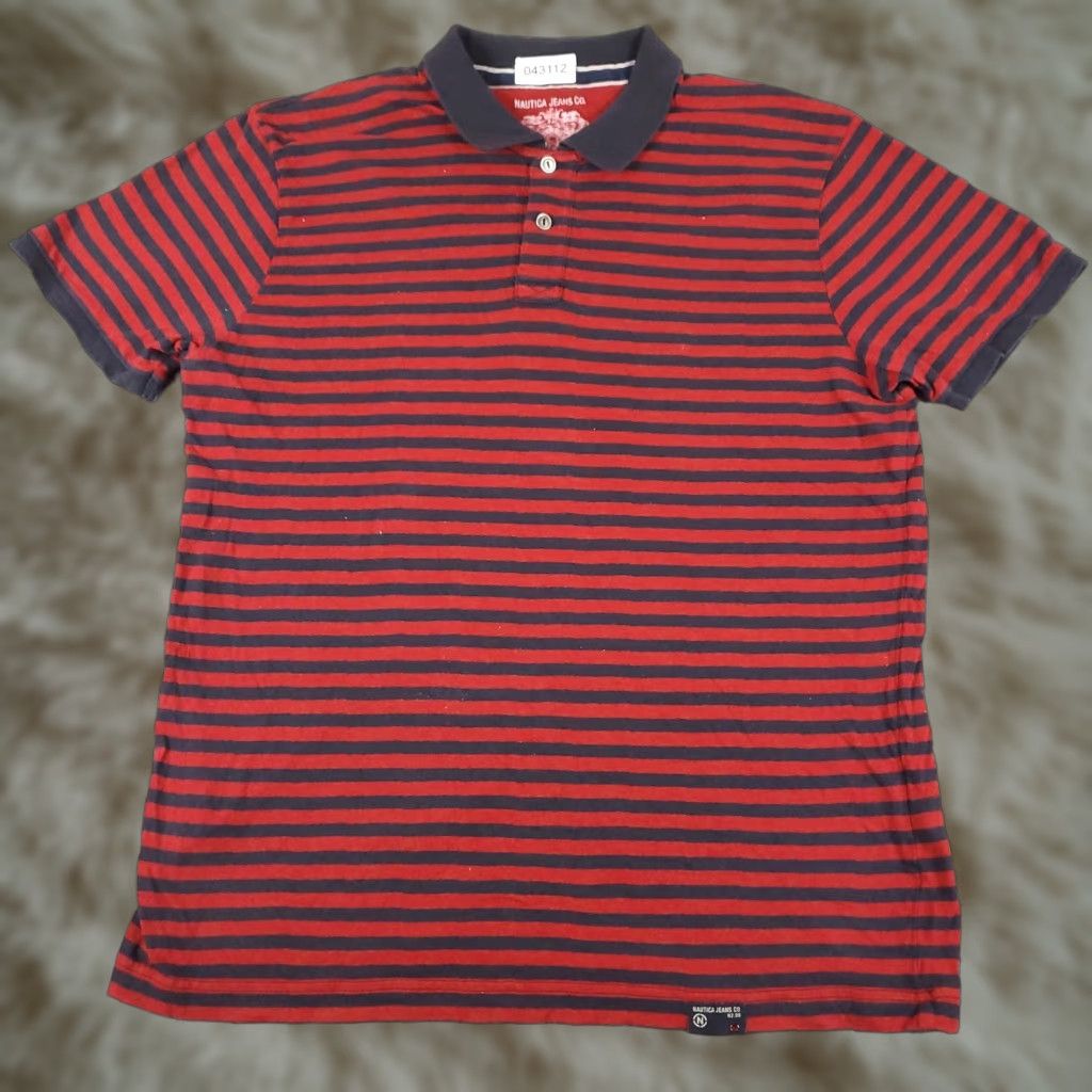 Nautica Nautica Polo Shirt Mens Large Red Striped Casual Short Sleeve Polo Shirt Adult L Red Nautica Casual Shirt Men Size US L / EU 52-54 / 3 - 1 Thumbnail