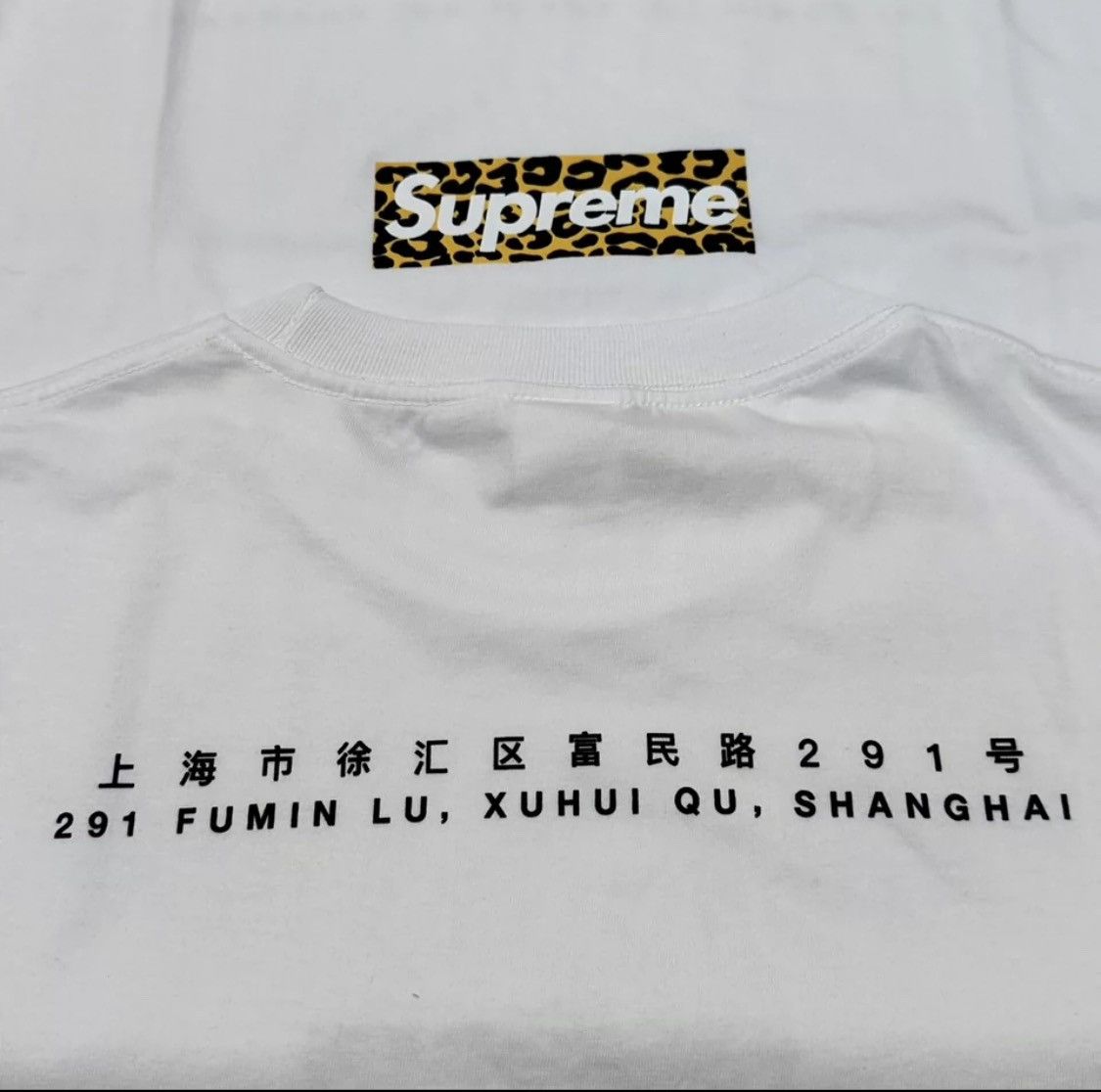 image of Supreme Shanghai Box Logo Yellow Leopard in White, Men's (Size XL)