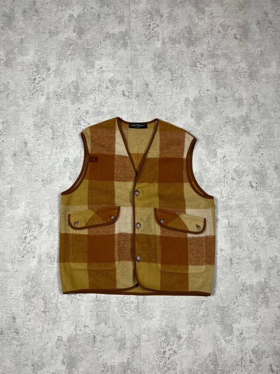 image of Vintage 80's YSL YVES Saint Laurent Sweater Button Vest, Men's (Size XL)