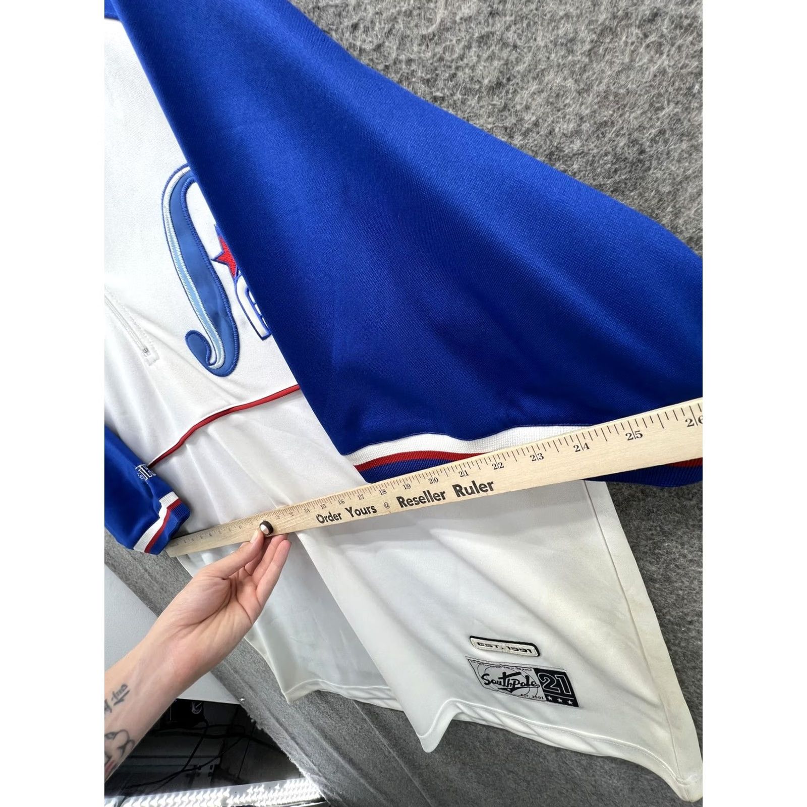 Southpole Southpole Shirt Mens Large White Blue 1/4 Zip Baseball Jersey Raglan Top Size US L / EU 52-54 / 3 - 4 Thumbnail