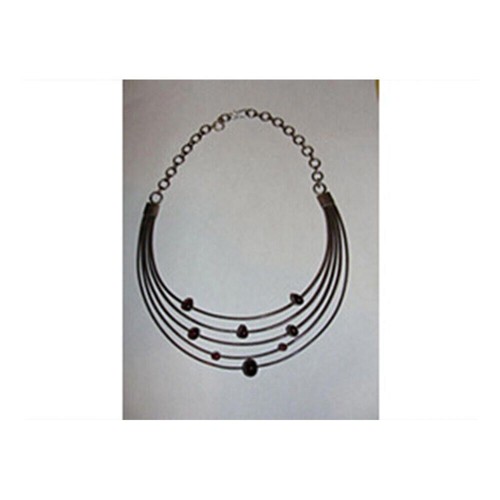 Handmade Sterling Silver Red Garnet Floating Galaxy Collar Necklace Size ONE SIZE - 2 Thumbnail