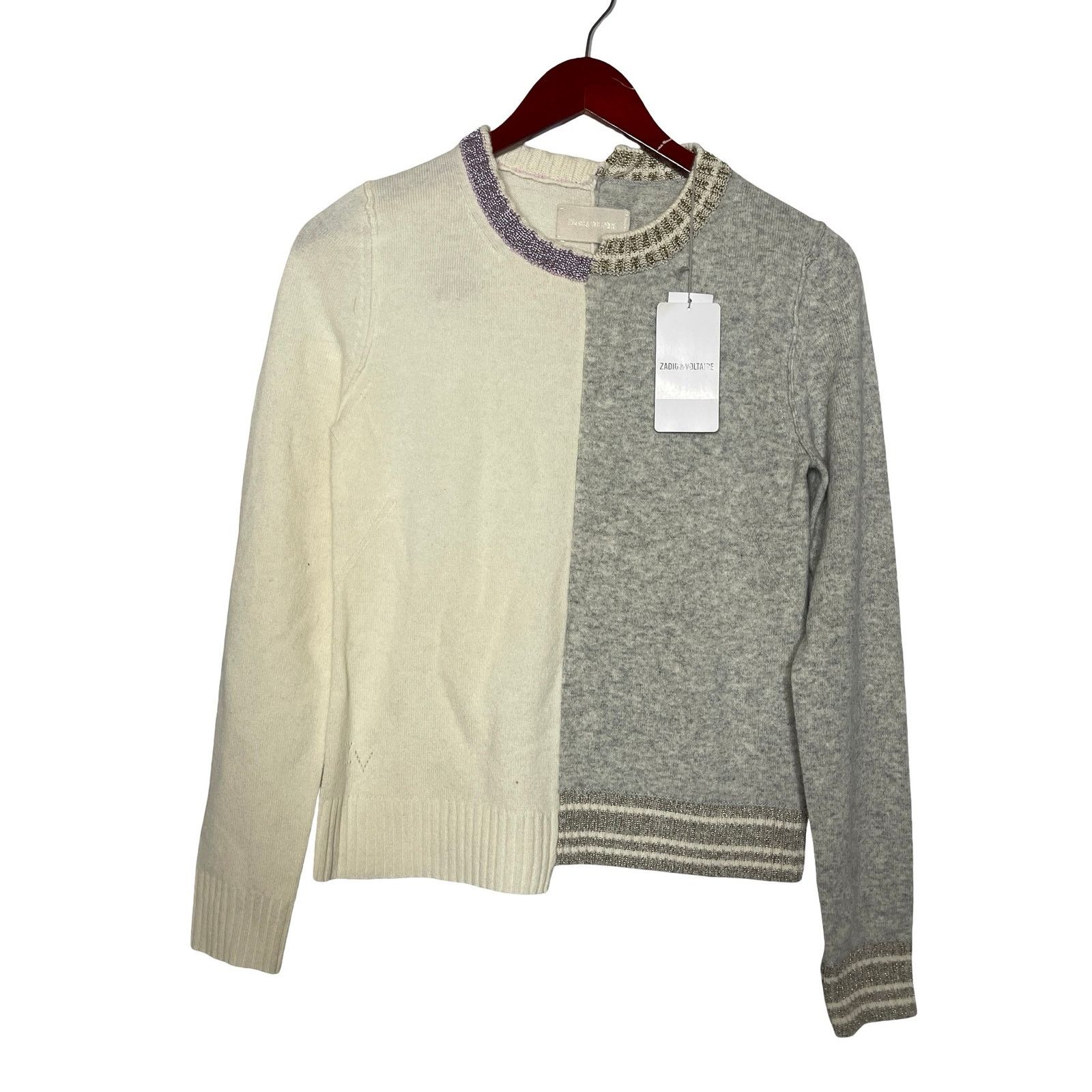 Zadig & Voltaire Zadig & Voltaire two-tone wool-cashmere crewneck sweater S Size S / US 4 / IT 40 - 2 Thumbnail