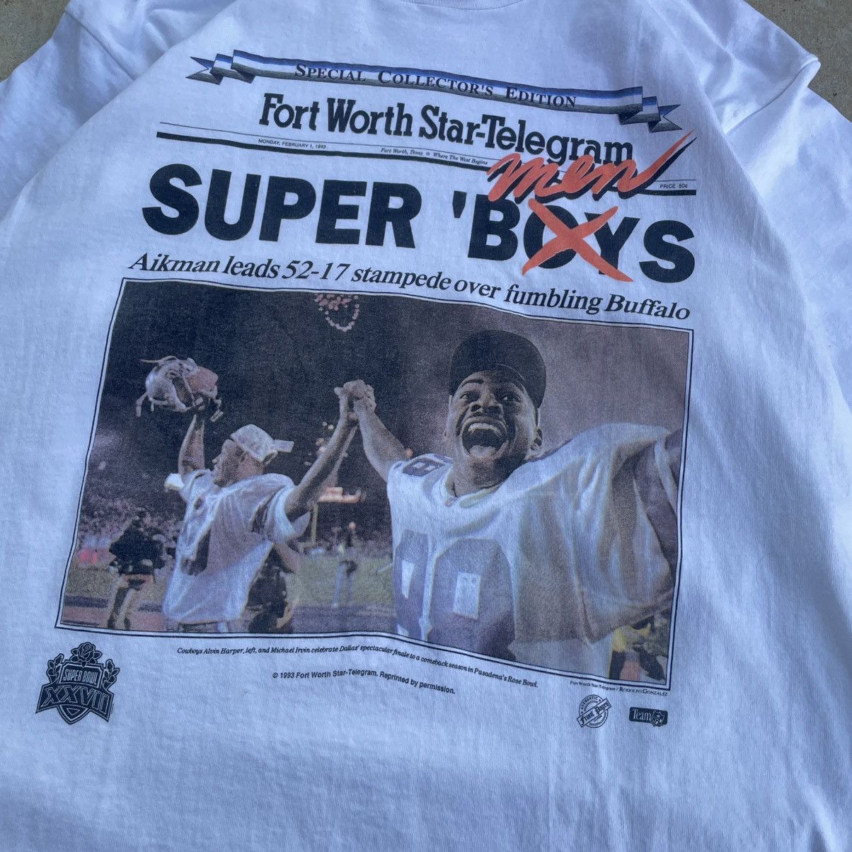 Fruit Of The Loom Vintage Dallas Cowboys Super Bowl Champs Newspaper Tee Large Size US L / EU 52-54 / 3 - 3 Thumbnail