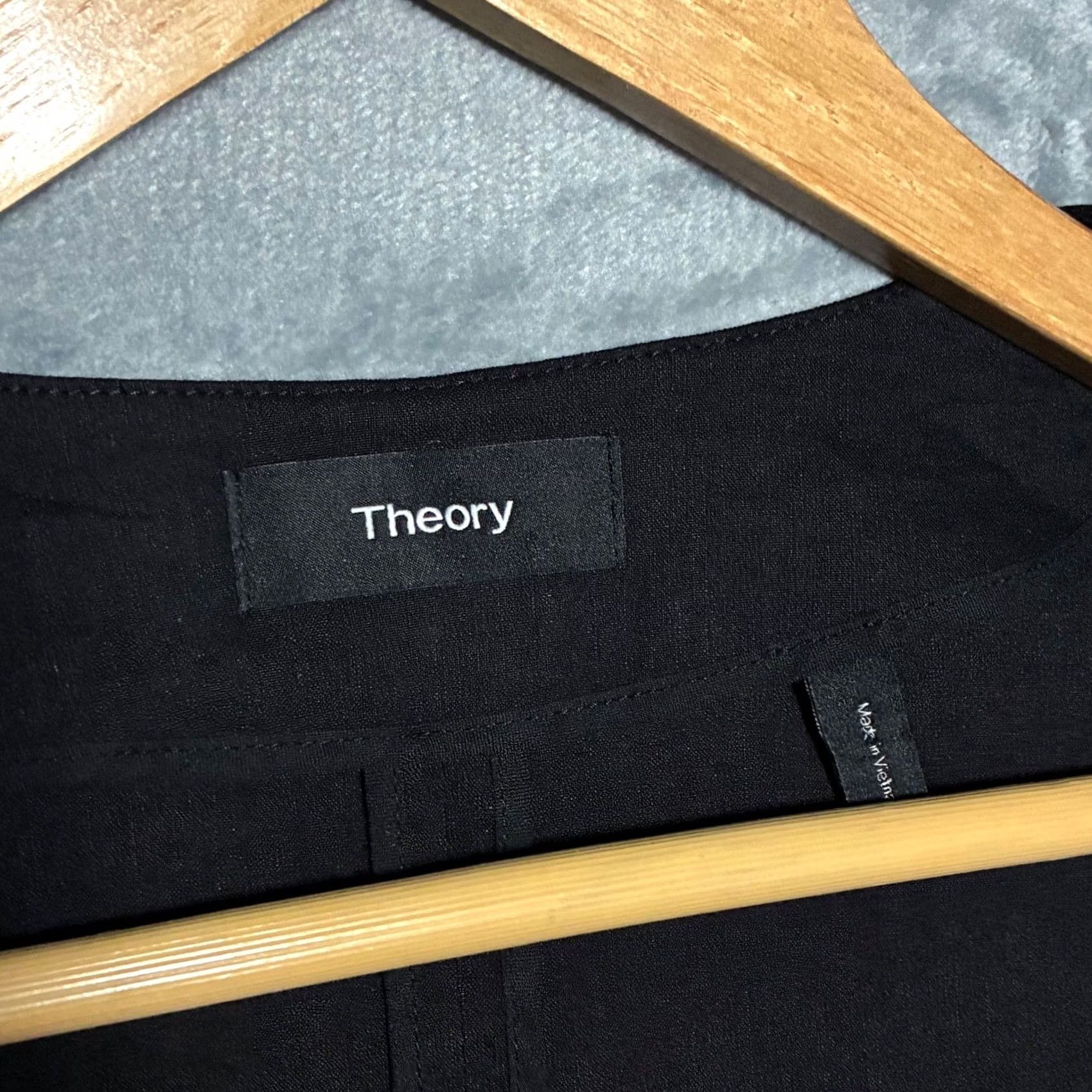 Theory EUC Theory Blazer Black Open Front Collarless Women's 6 Cropped Lightweight Linen Blend Jacket Size M / US 6-8 / IT 42-44 - 5 Thumbnail