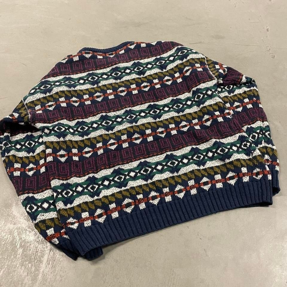 Vintage vintage y2k striped etchings patterned sweater Size US L / EU 52-54 / 3 - 2 Thumbnail