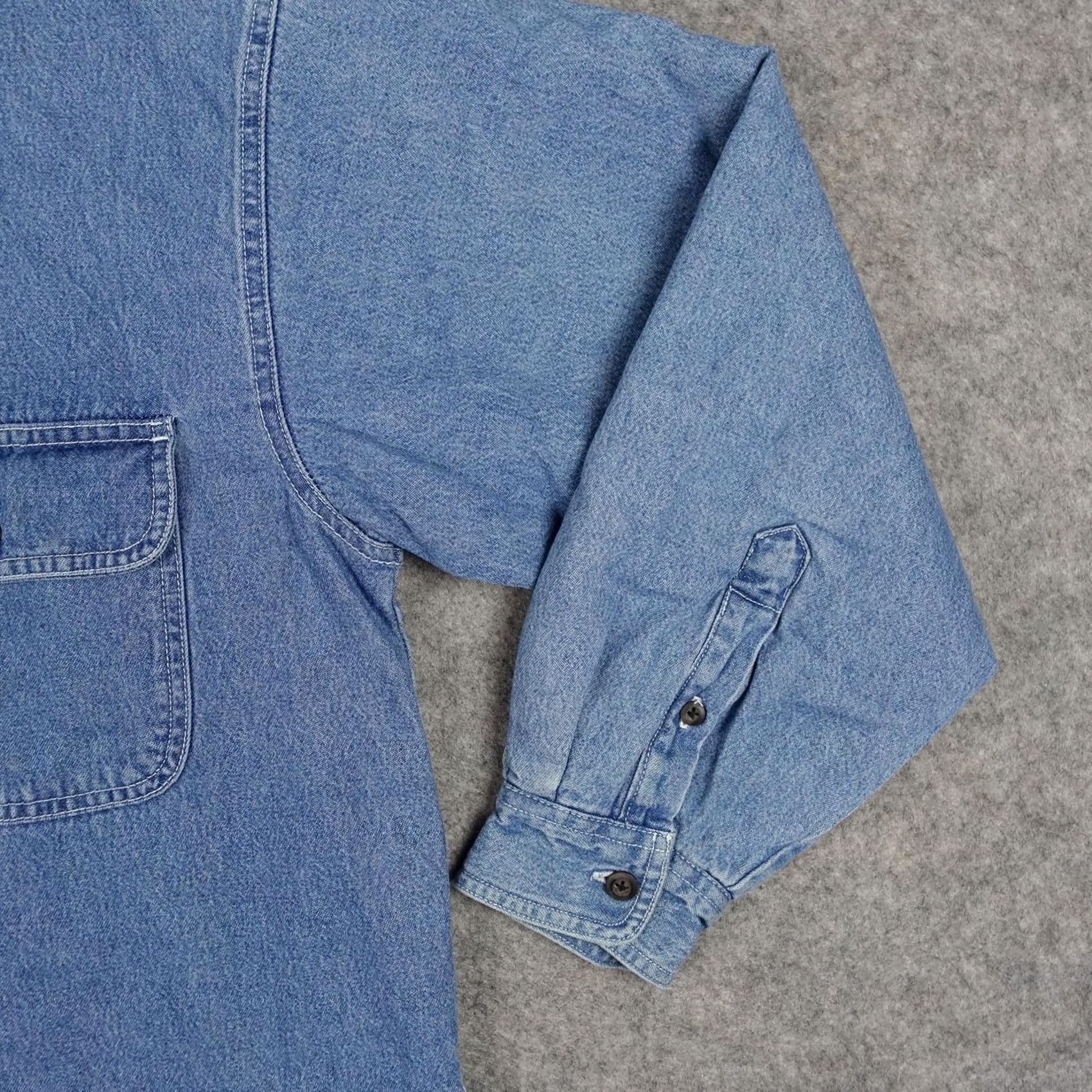 Denime Wolverine Jacket Mens Large Blue Denim Fleece Lined Button Up Workwear Insulated Size US L / EU 52-54 / 3 - 4 Thumbnail