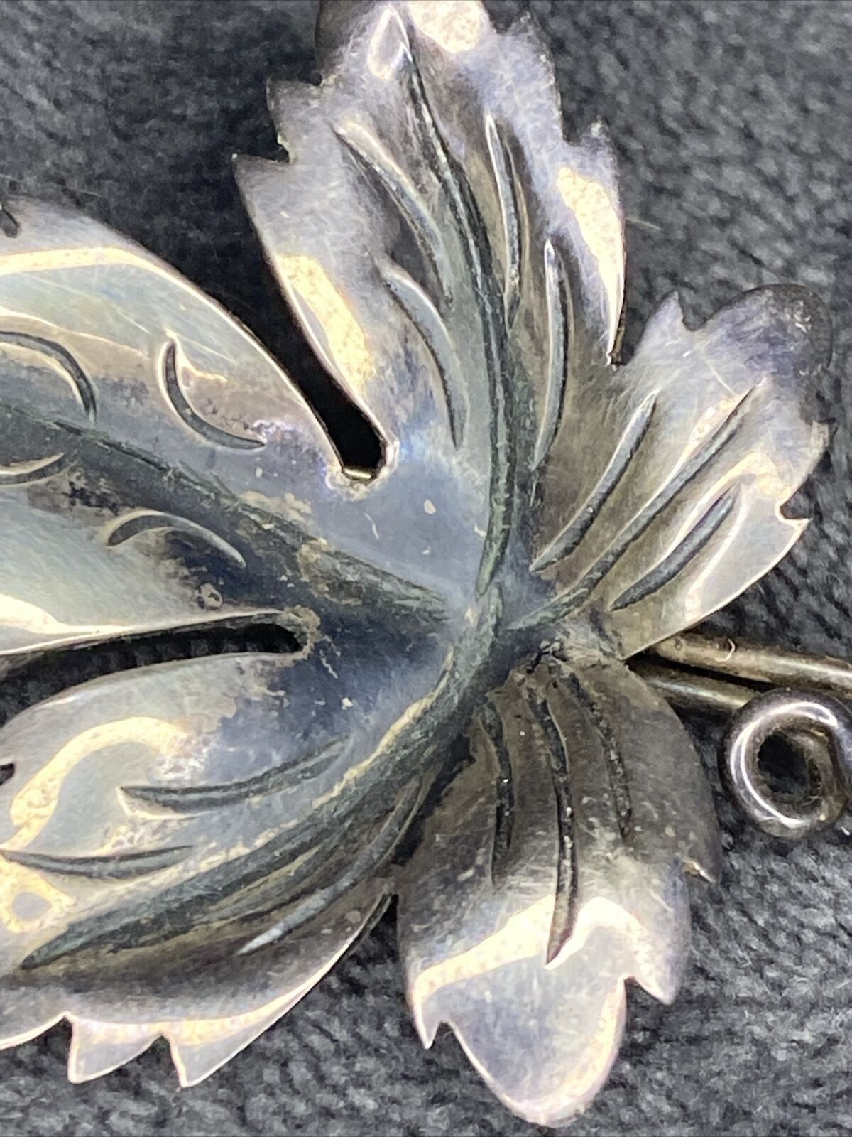Other Sterling Silver 925 Art Nouveau Leaf Brooch Grape and Cable Size ONE SIZE - 3 Thumbnail