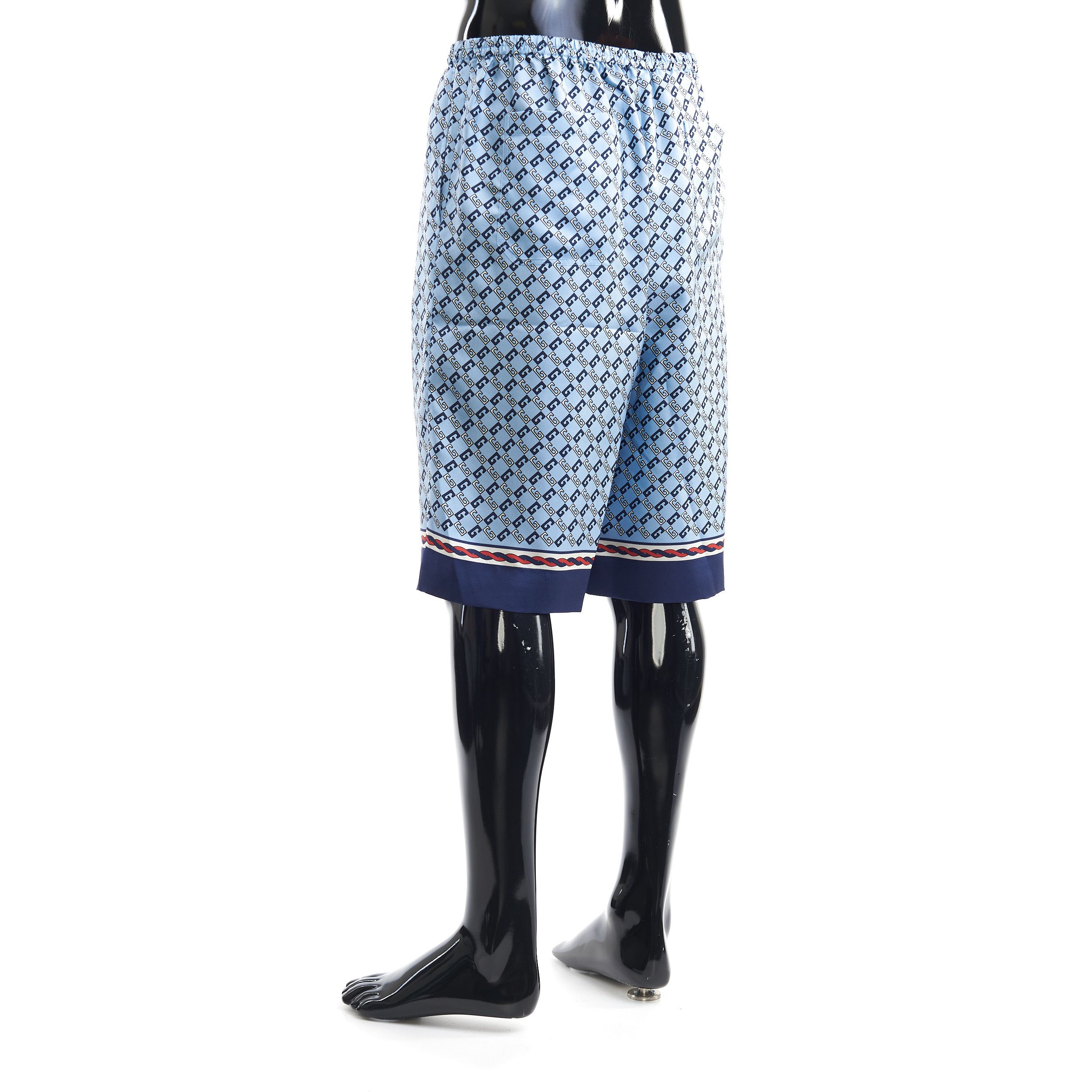 Gucci Silk Shorts In Blue Geometric Square G Print Size US 36 / EU 52 - 4 Thumbnail