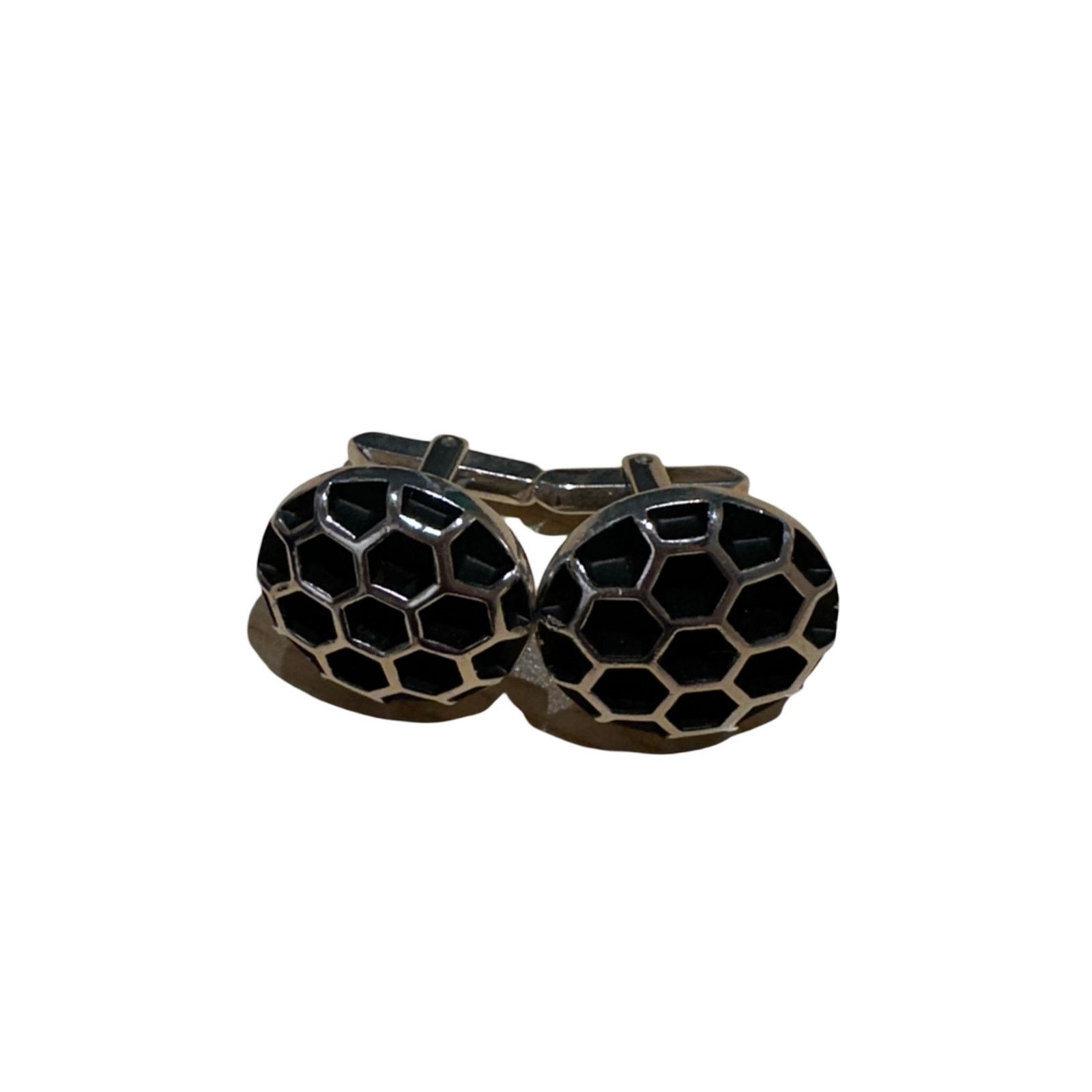 Vintage Vintage Black and Silver Honeycomb Cuff Links from Hickok Size ONE SIZE - 3 Thumbnail