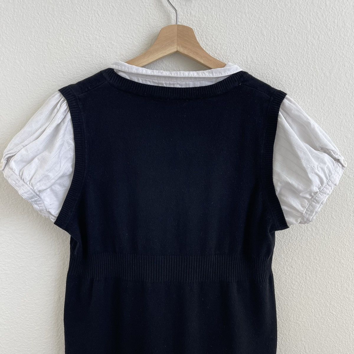 Other DEBBIE MORGAN Vintage Black White Knit Milkmaid Academia Top Size L / US 10 / IT 46 - 10 Thumbnail