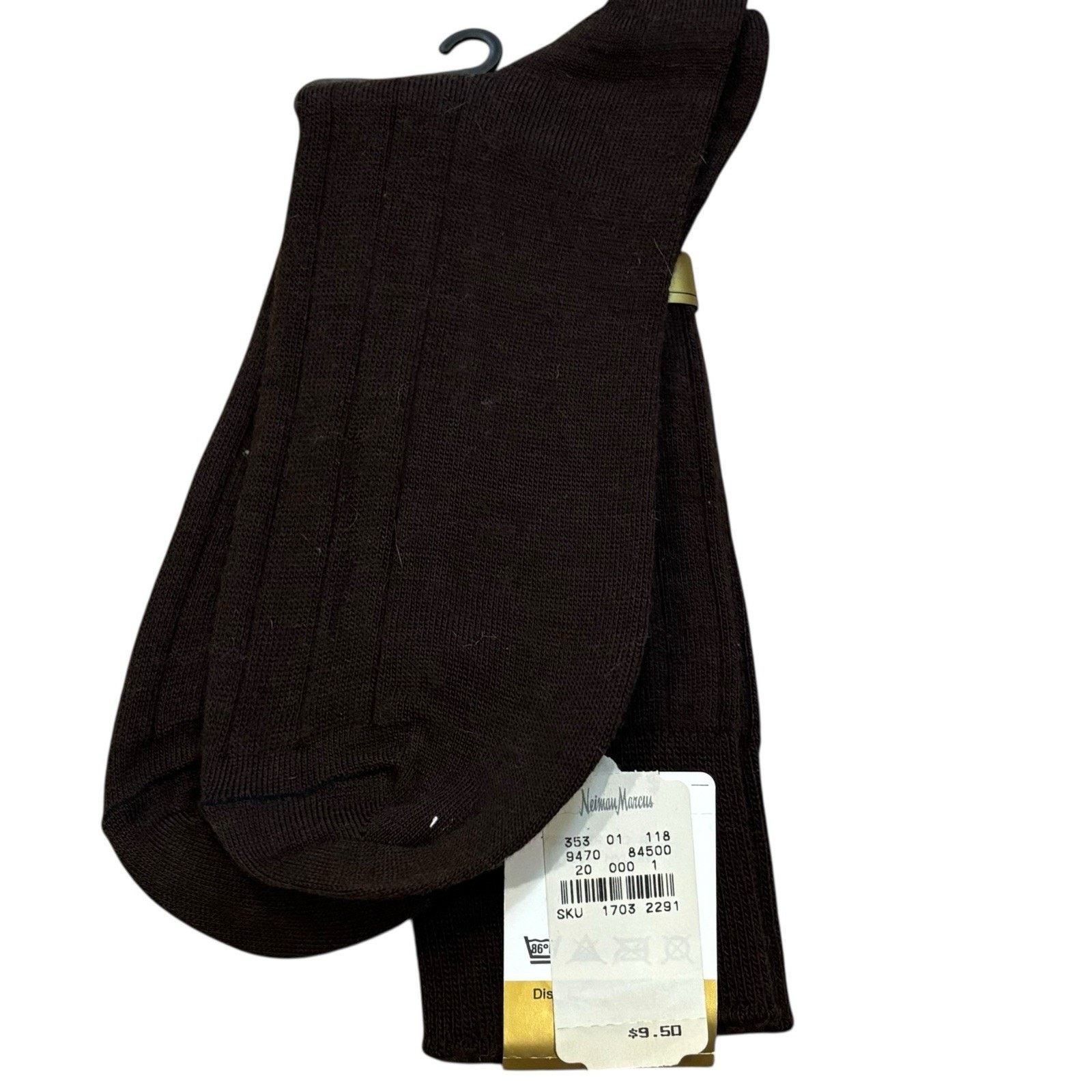 Neiman Marcus Deadstock Vintage Merino Wool Socks Brown Neiman Marcus OS Size ONE SIZE - 2 Thumbnail
