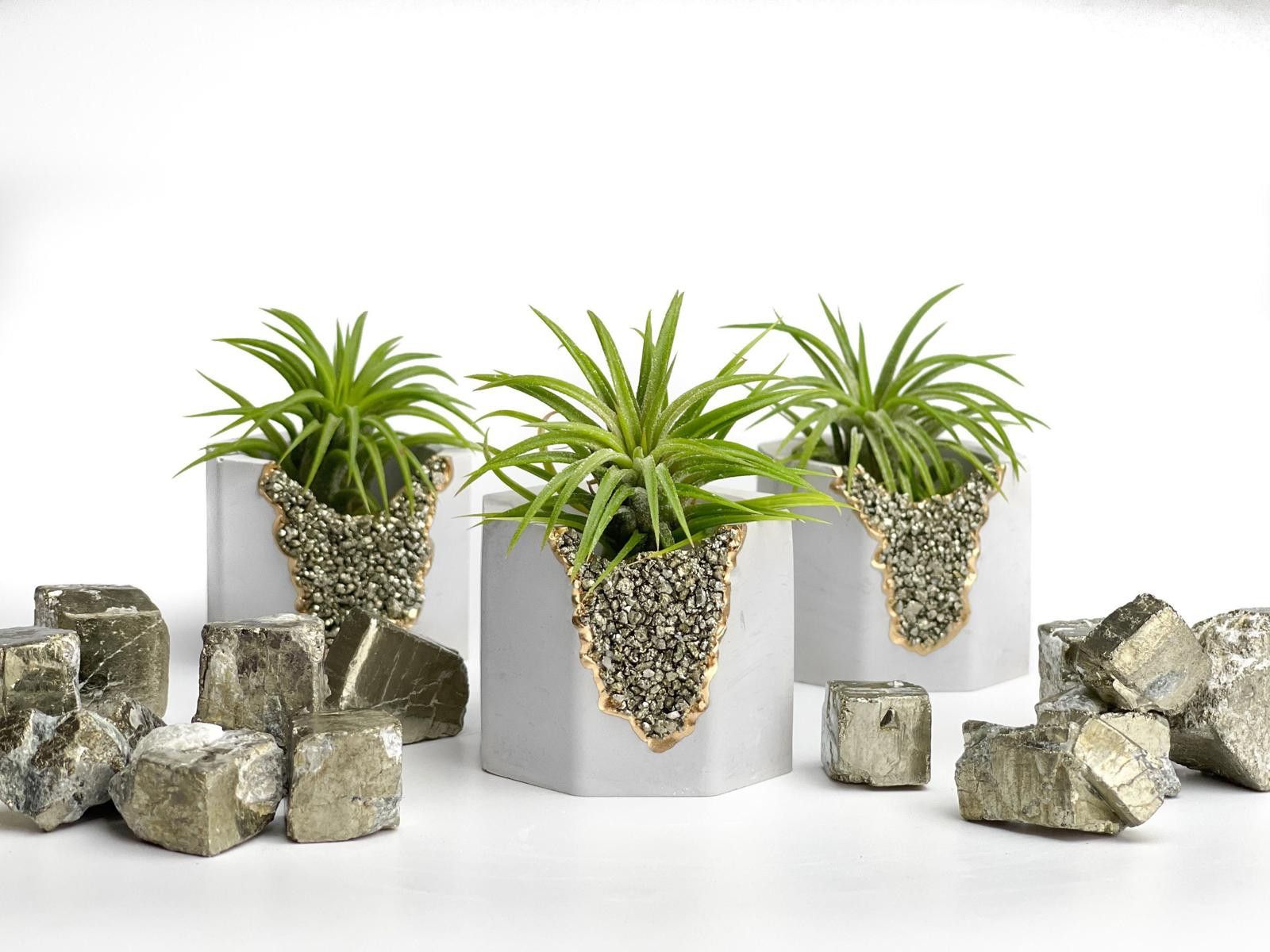 Other Succulent Pyrite Crystal Planter Geode Air Plant Gemstone Size ONE SIZE - 1 Thumbnail