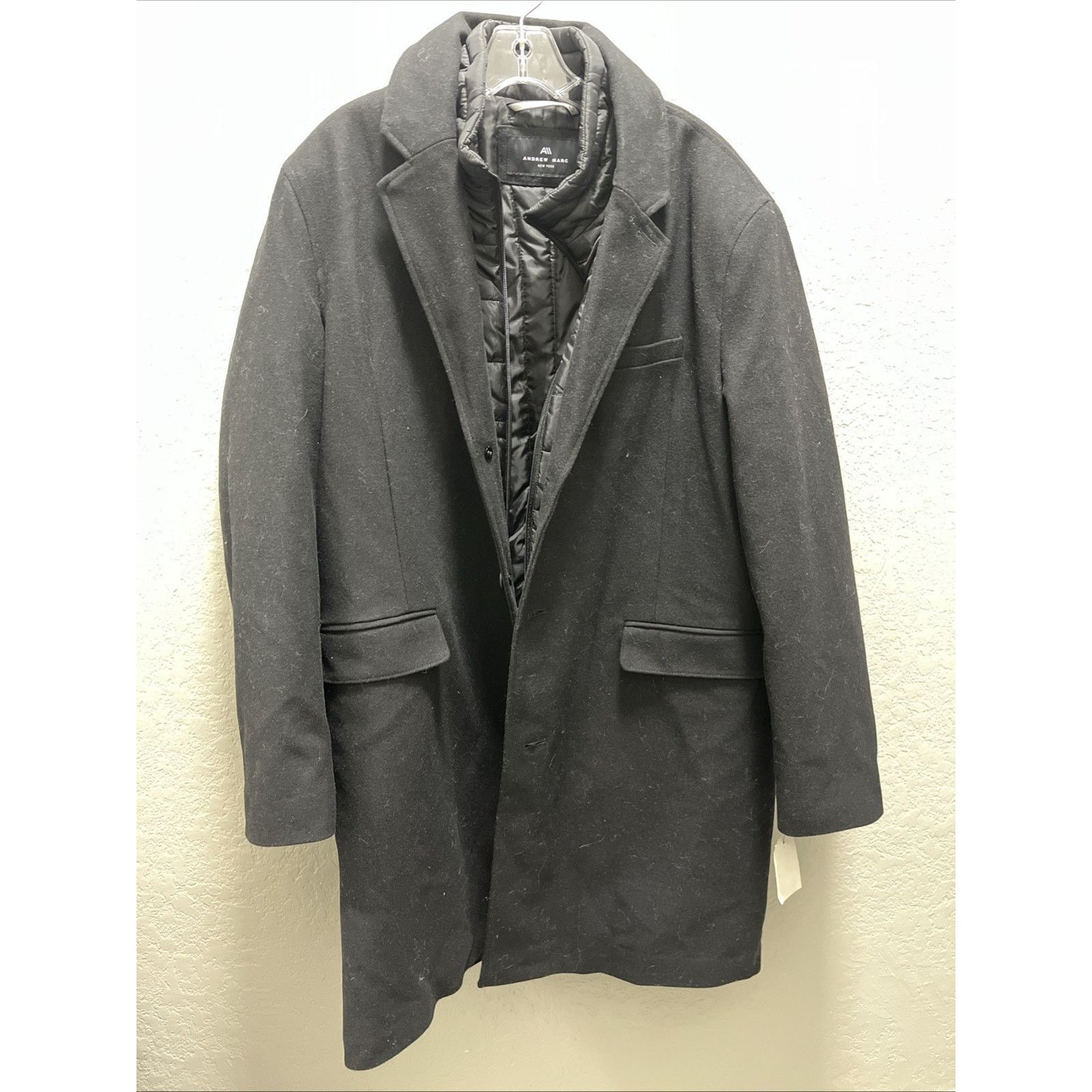 Andrew Marc Andrew Marc NY Men Large Sheffield Wool Coat-Mid Full Black Size US L / EU 52-54 / 3 - 1 Thumbnail