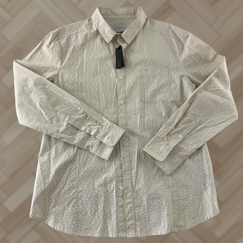 Nique Nique Beige Button-Up Long Sleeve Shirt XL Regular Cotton Men's Size US XL / EU 56 / 4 - 1 Thumbnail