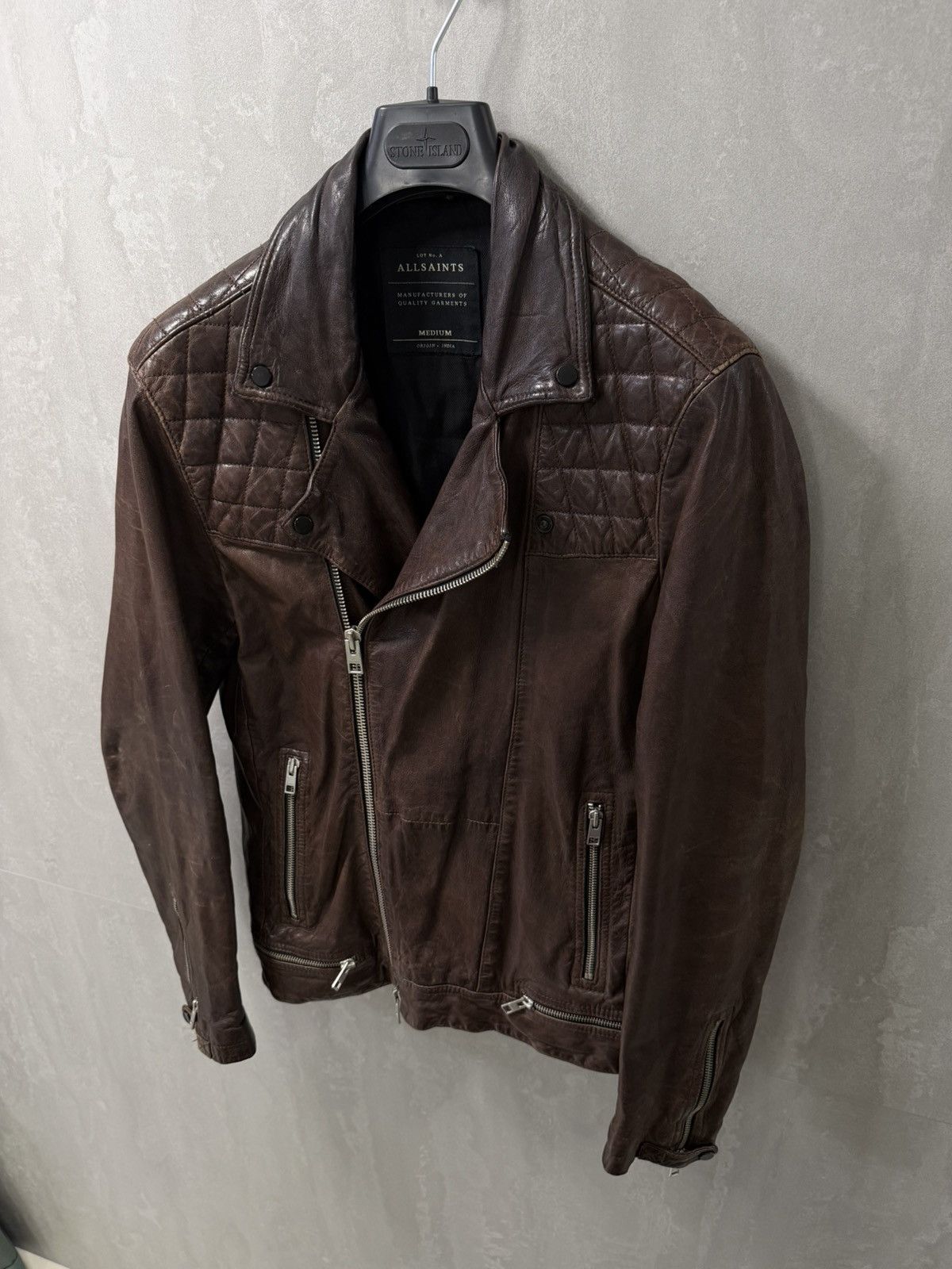 Allsaints AllSaints distressed Conroy Leather Biker Jacket, Oxblood Size US M / EU 48-50 / 2 - 2 Thumbnail