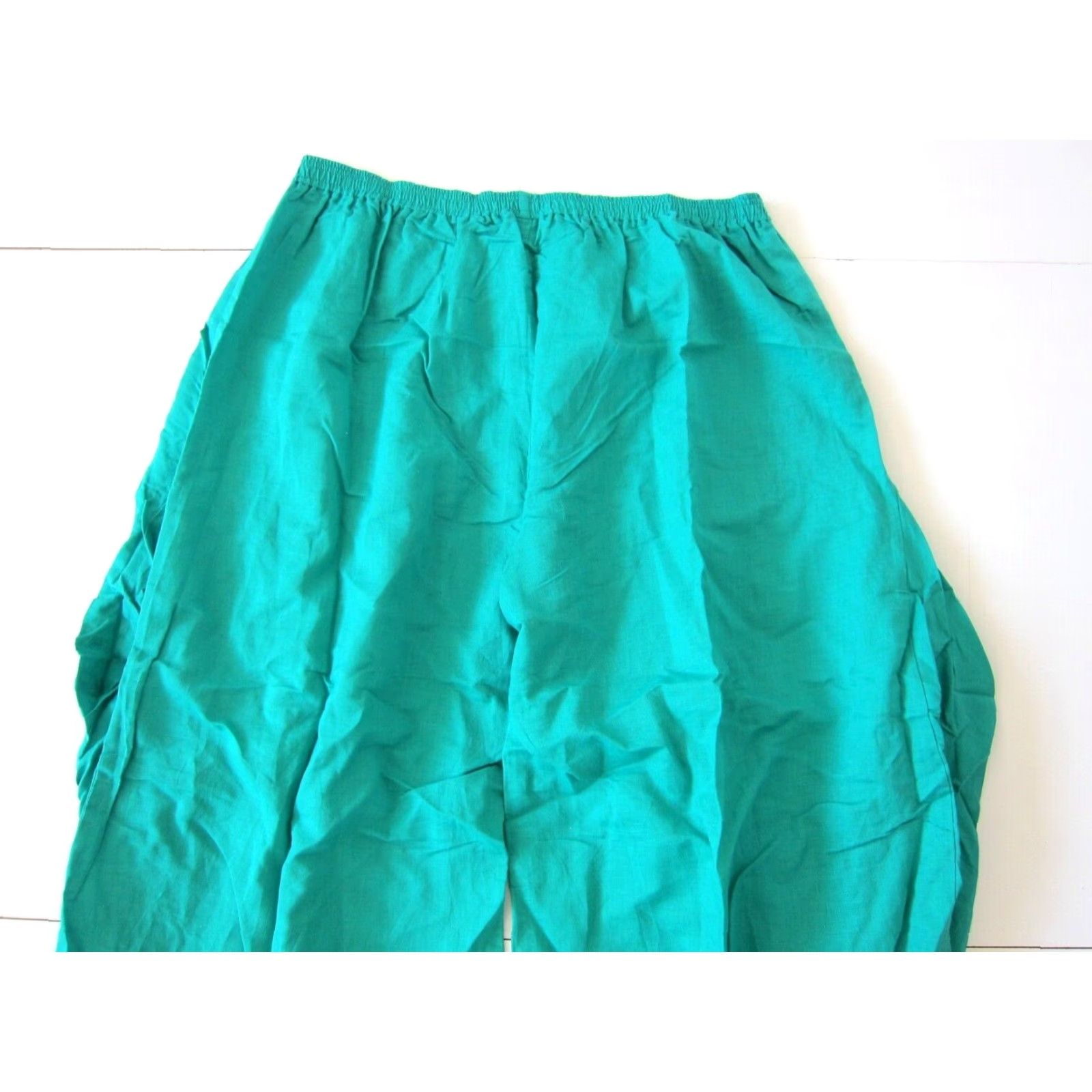 Vintage Ashro Pants Green High Rise Wide Leg Harem Lagenlook Pocket Linen Cotton Large Womens Size 36" / US 14 / IT 50 - 7 Thumbnail