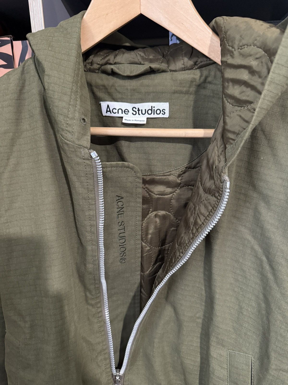 Acne Studios Acne Studios Quilted Hooded Bomber Jacket Olive Size US M / EU 48-50 / 2 - 3 Thumbnail