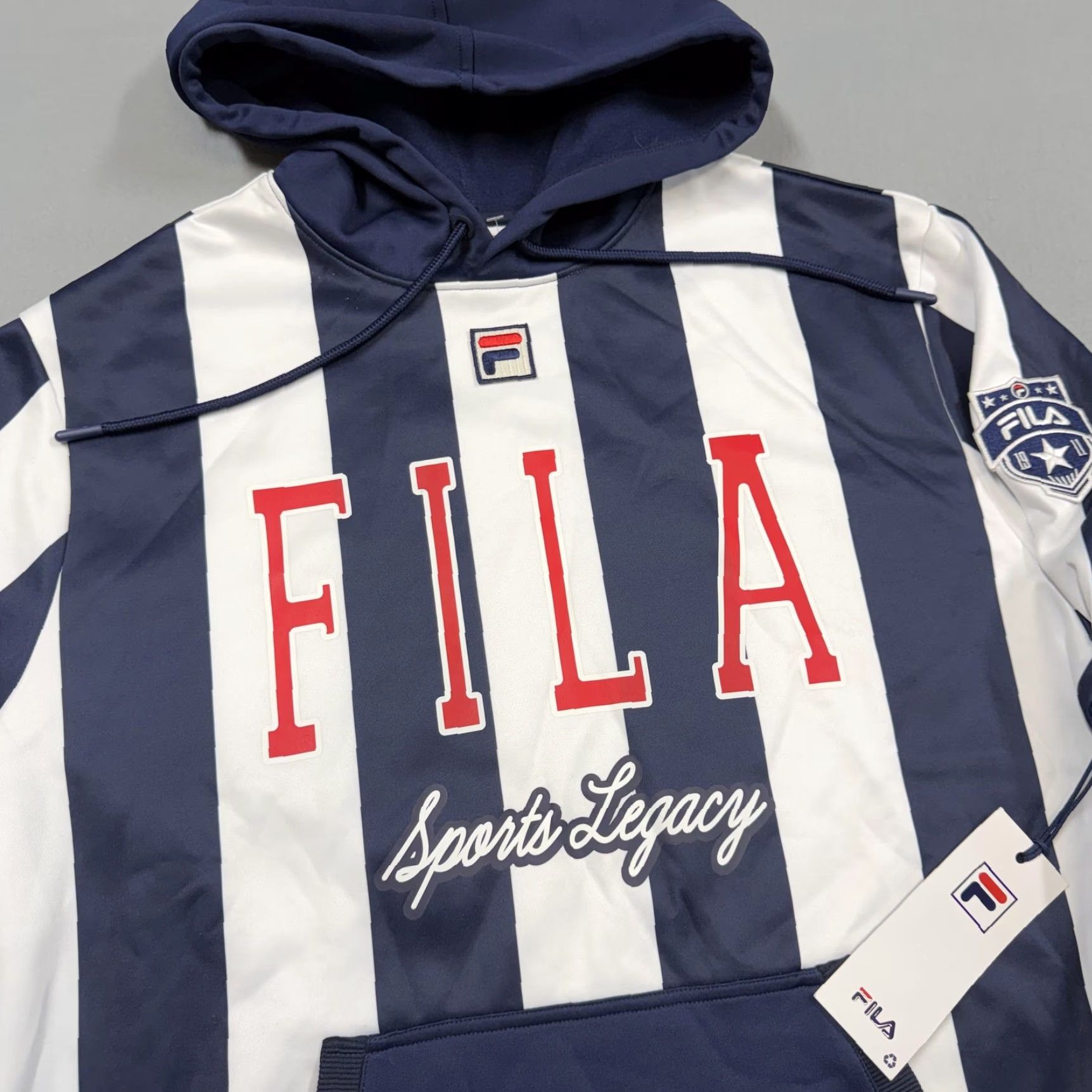 Fila Fila Hoodie Mens Medium Blue White Stripe Sports Legacy Soccer Size US M / EU 48-50 / 2 - 3 Thumbnail