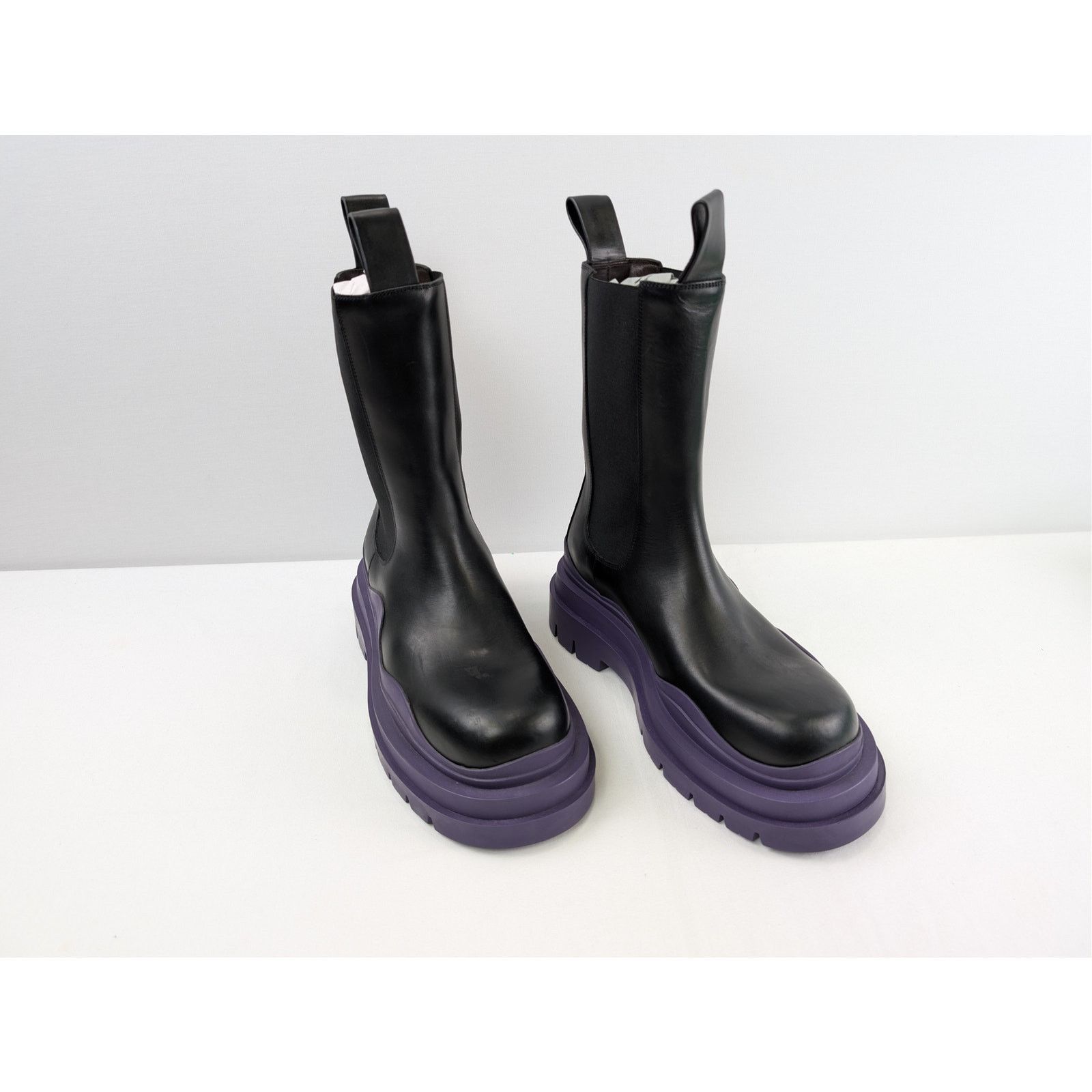 Bottega Veneta o1rshd1 Military Calf Tire Boots in Black/Purple Size US 8 / EU 41 - 5 Thumbnail
