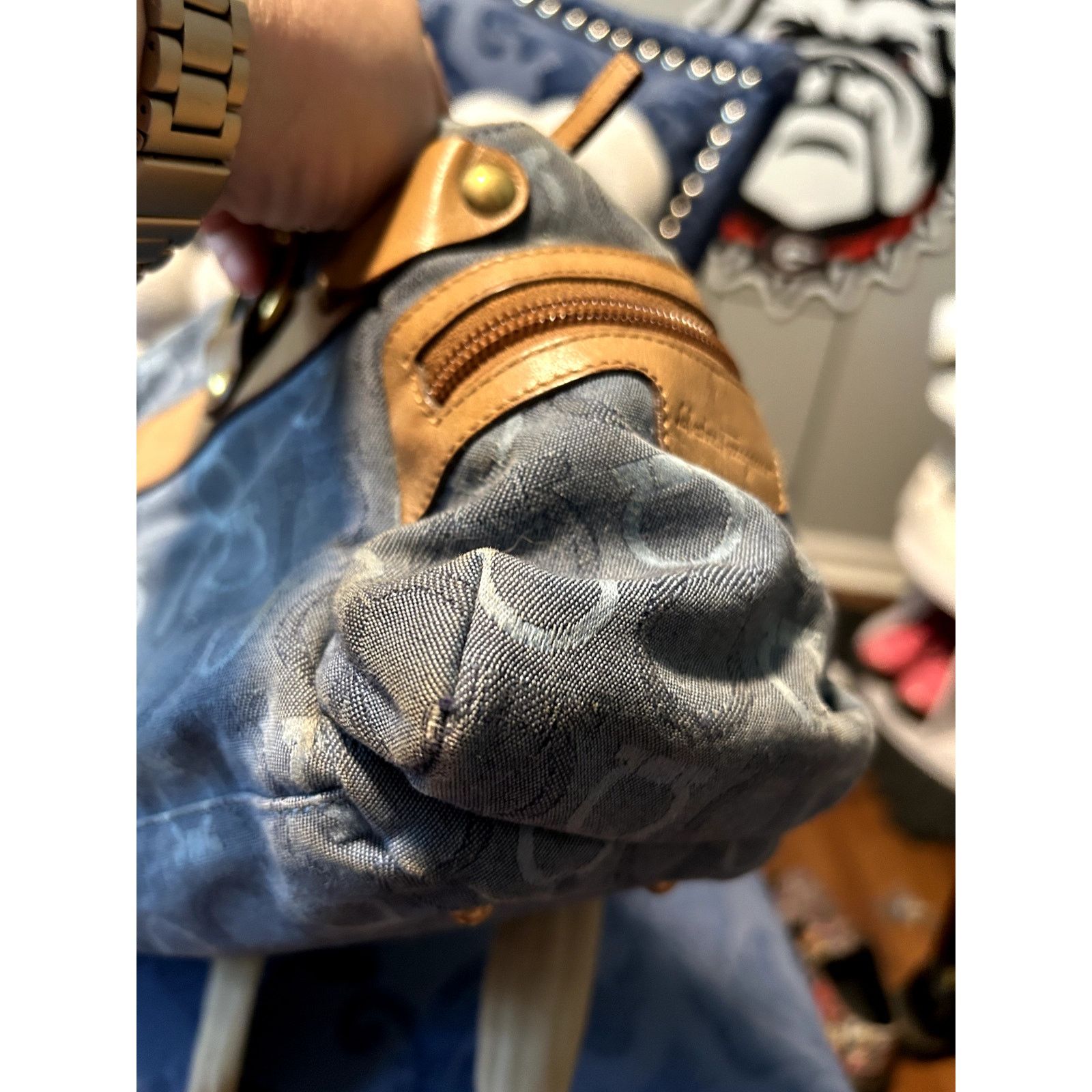 Salvatore Ferragamo Vintage Salvatore Ferragamo Gancini-pattern Blue Denim Size ONE SIZE - 6 Thumbnail