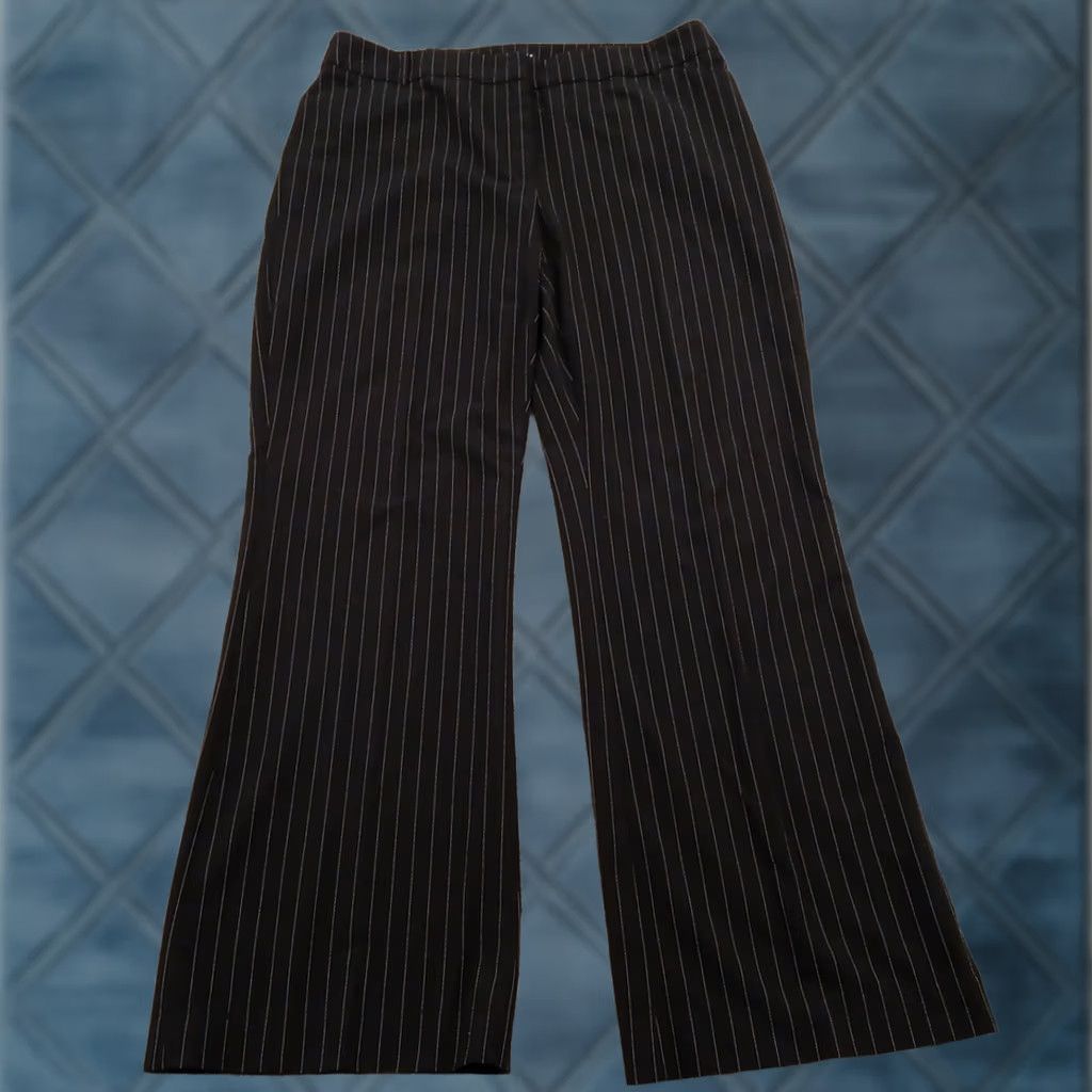 Vintage Apostrophe Dress Pants Womens Size 14 Black Striped 34x31 Mid Rise Stretch Flat Front Pants Women Size 36" / US 14 / IT 50 - 1 Thumbnail