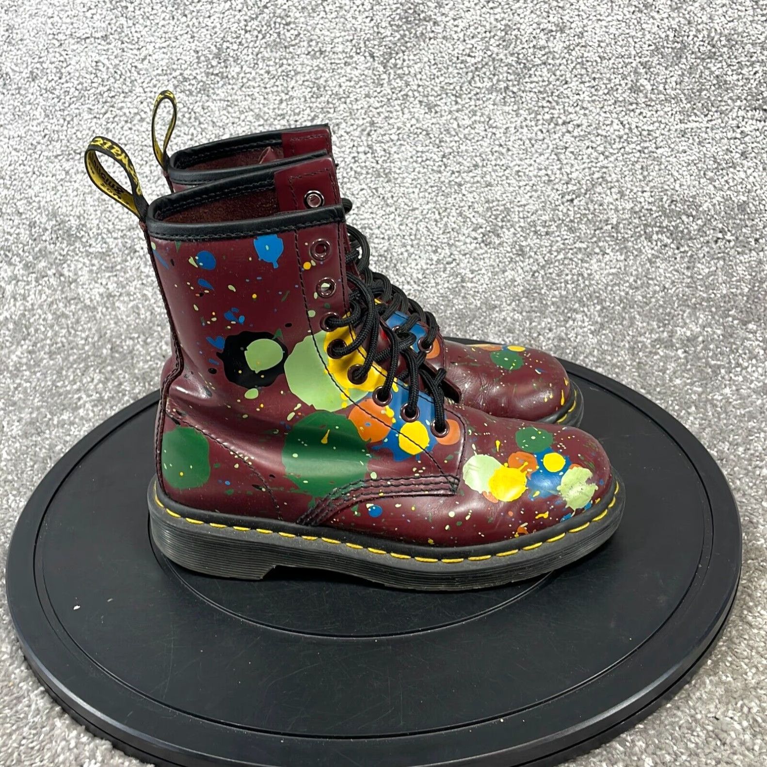 Martens Womens Cherry Splatter Combat Boots Size Extra Large