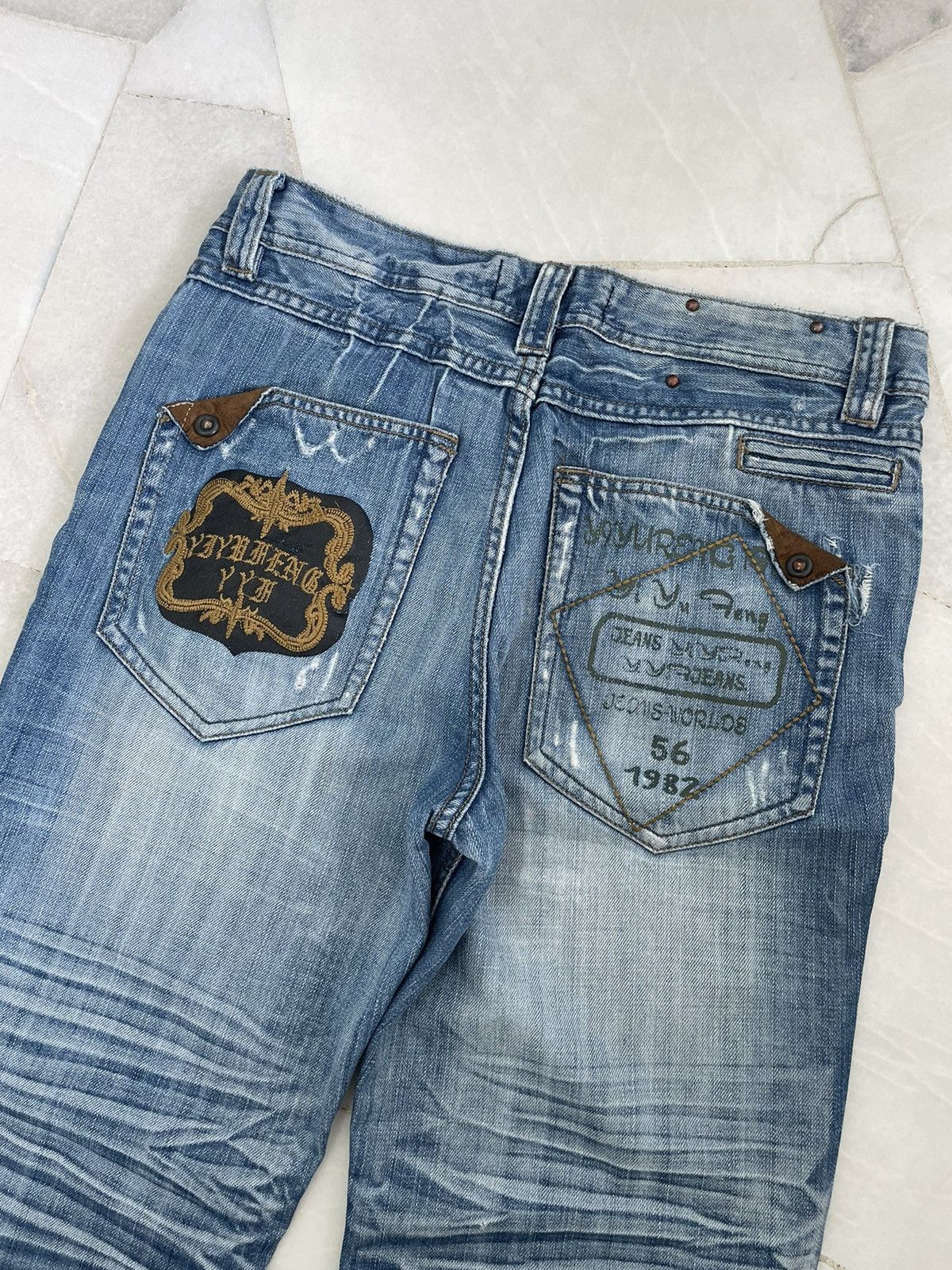 Vintage Skull Japanese Brand Distressed Jeans