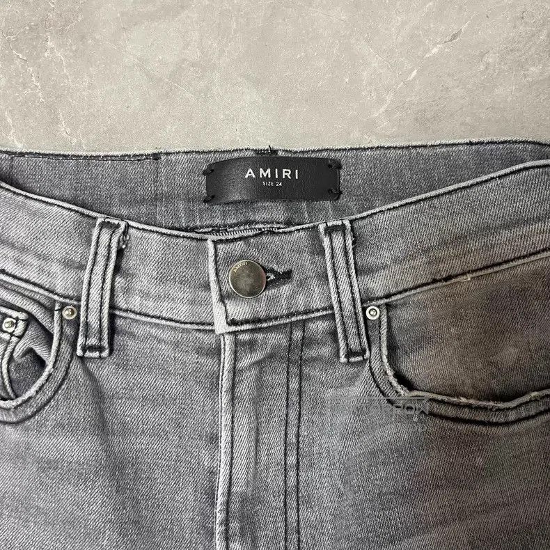 Amiri Amiri Female code gray piebald leather Size 24" / US 00 / IT 34 - 6 Thumbnail