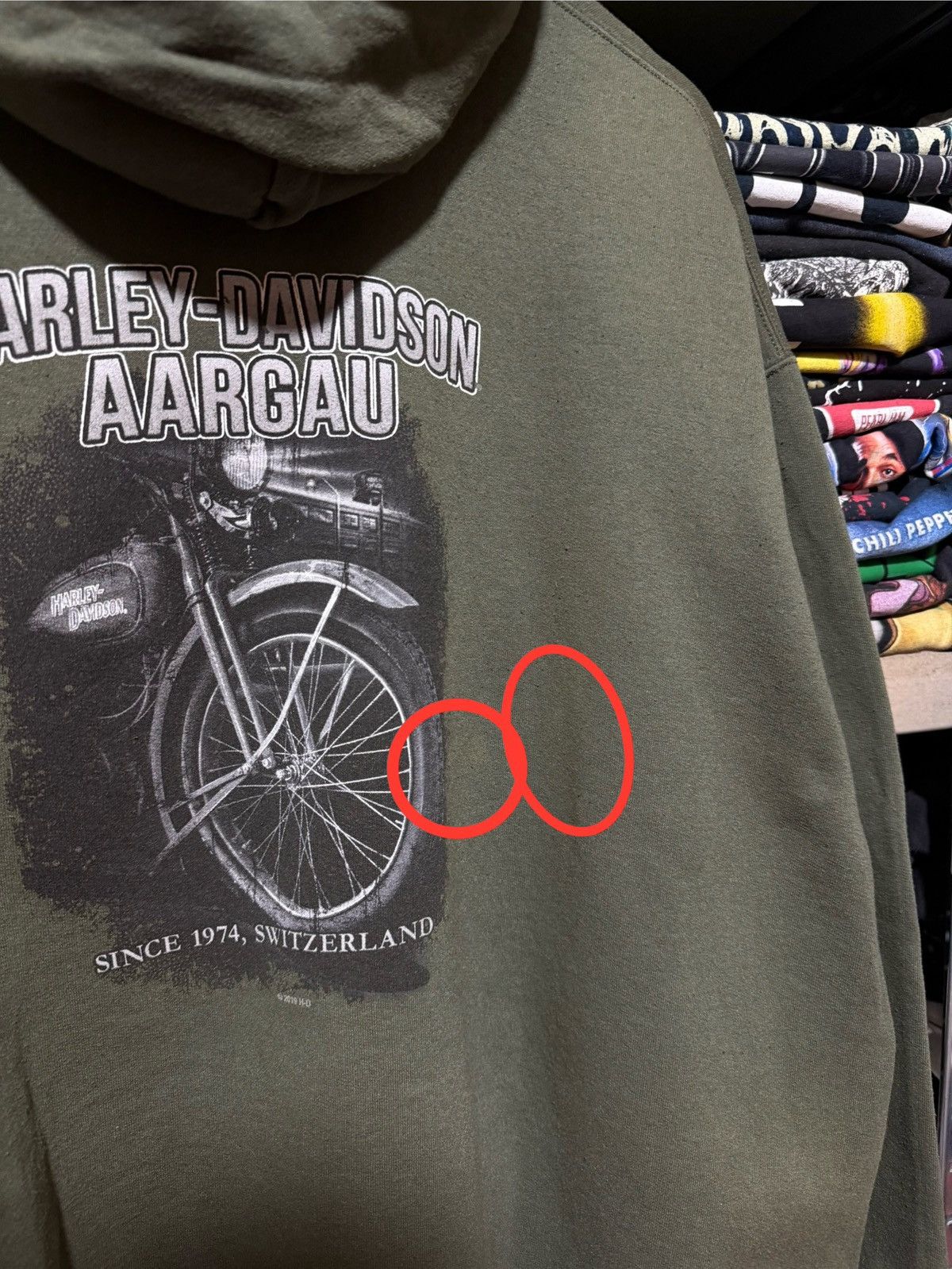 Harley Davidson Vintage 2009 Harley Davidson Aargau Bikers Khaki Hoodie Y2K Size US XXL / EU 58 / 5 - 10 Thumbnail