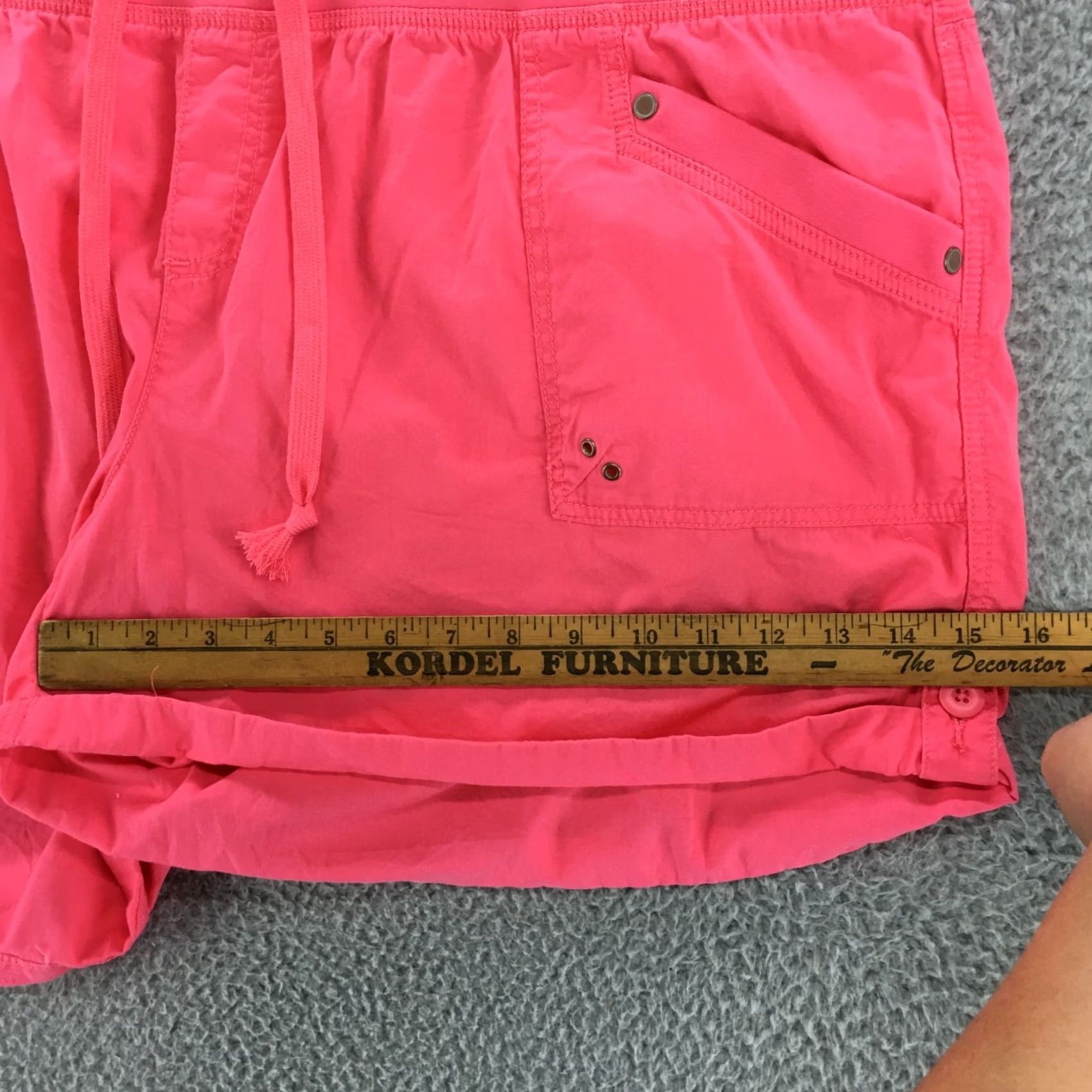 Vintage Maurices Board Shorts Womens 3 Pink Cotton Elastic Adjustable Waist Tie Pockets Size 26" / US 2 / IT 38 - 5 Thumbnail